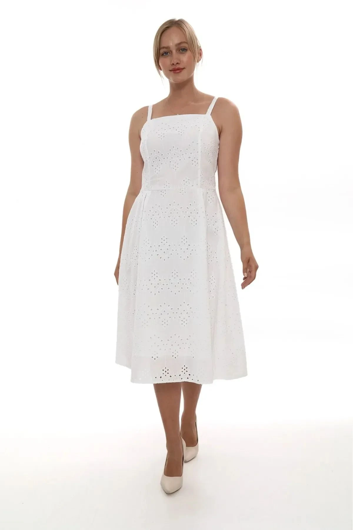 Askılı Ip Detaylı Pamuklu Vual Elbise 437