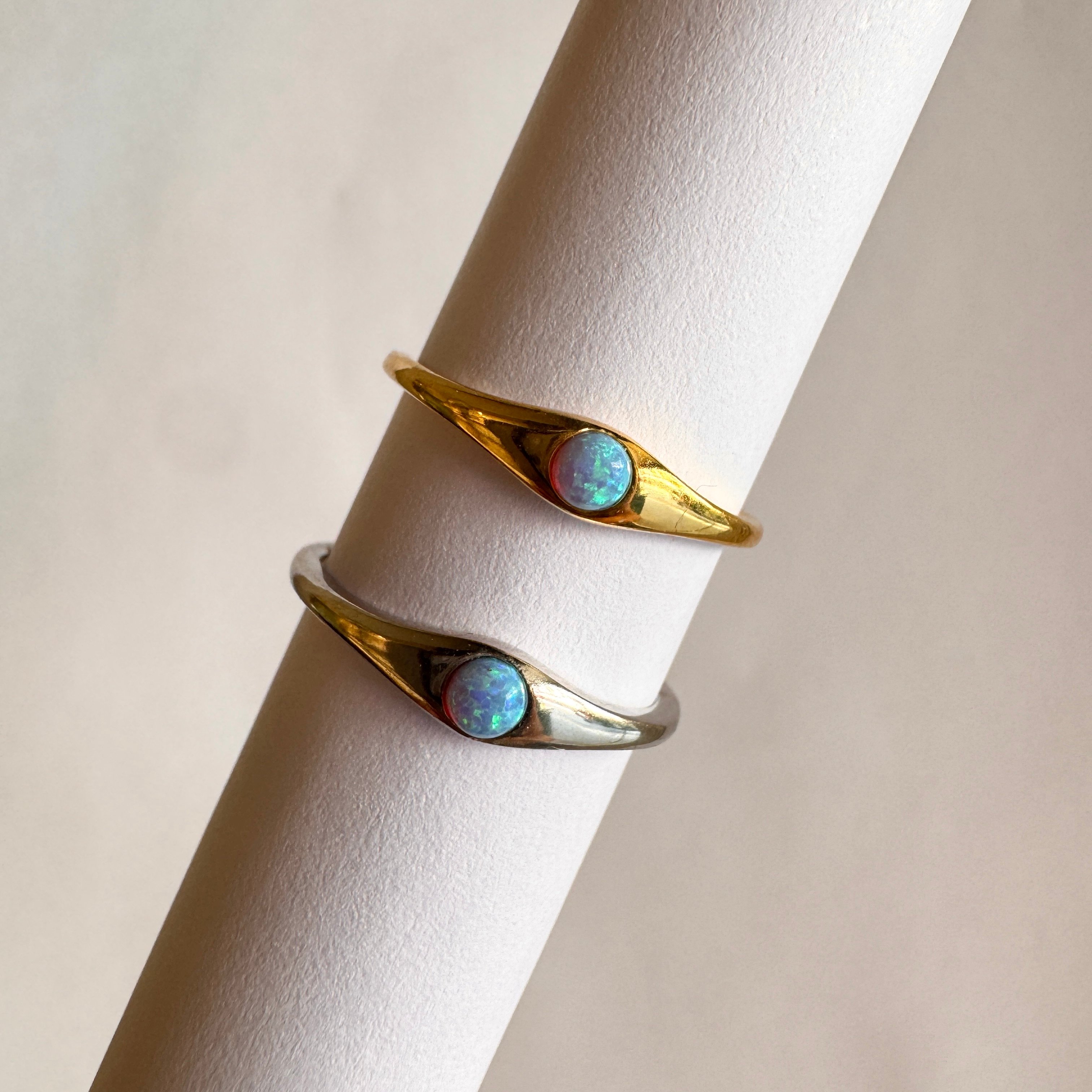 Mavi Oval Basic Opal Yüzük