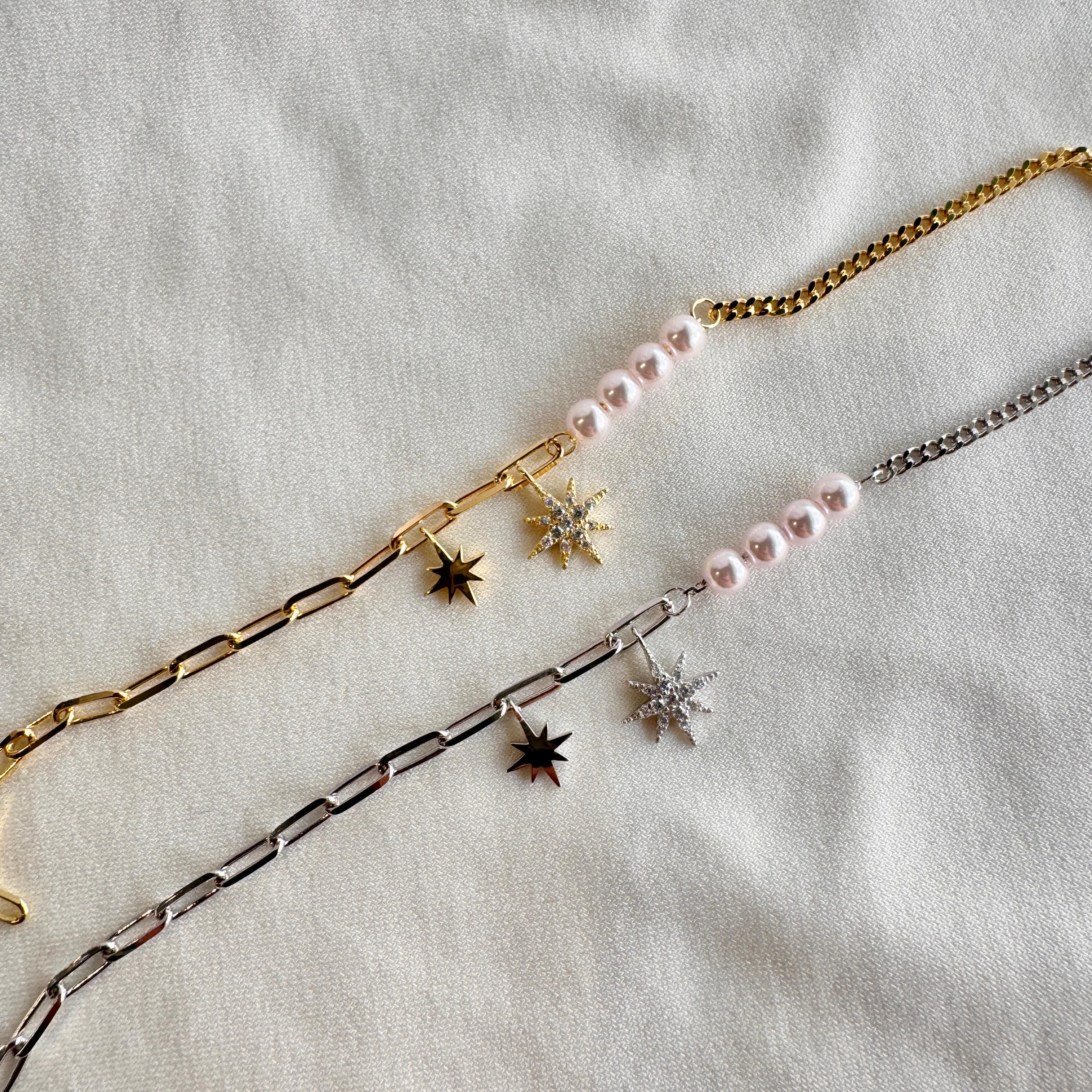 Forse Chain Pearl Detail Polar Star Bracelet