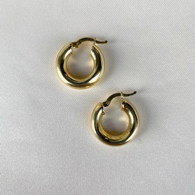 Thick Hoop Earrings Gold 1.8 cm