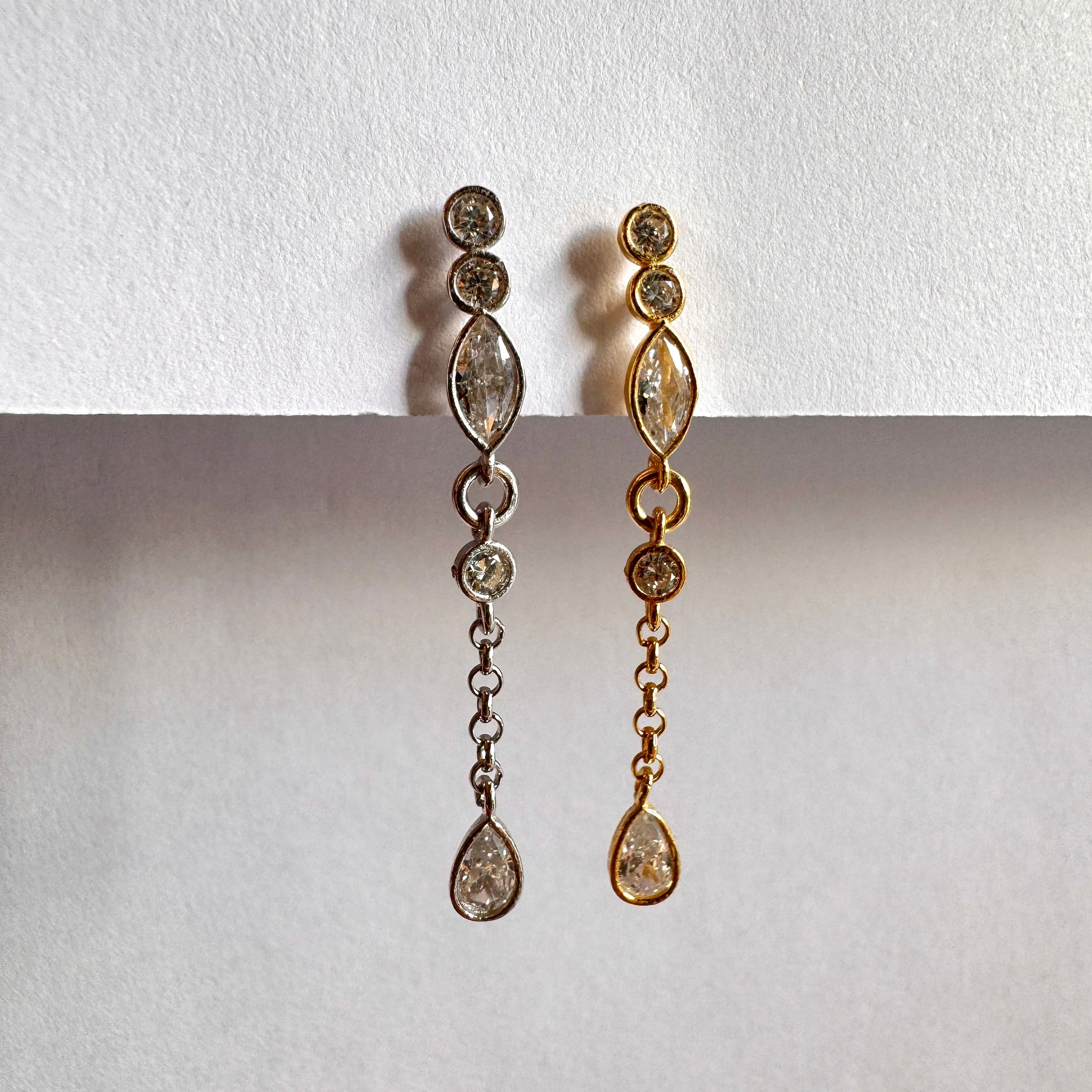 Markiz Drop Sallantılı Stud Küpe-Tek