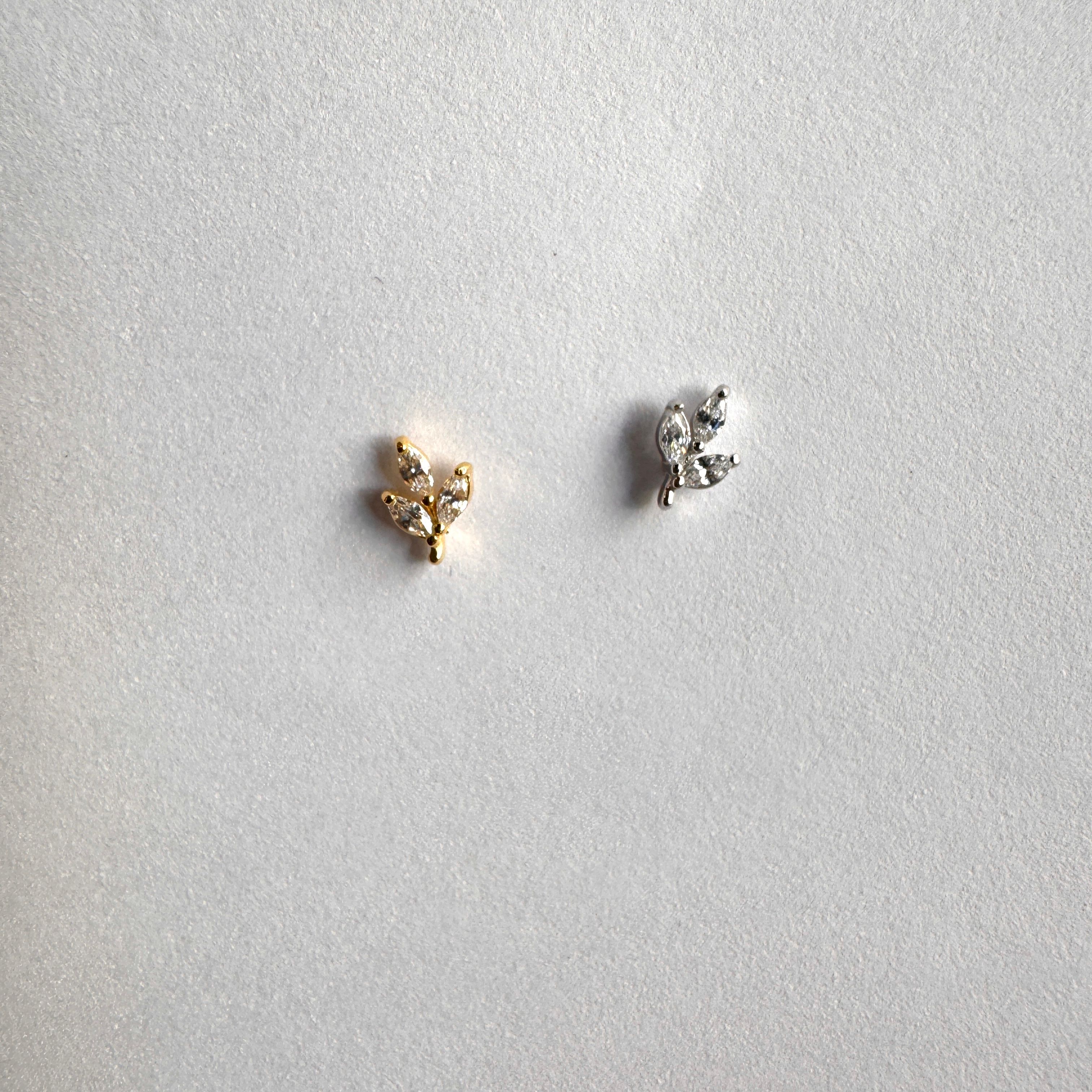 Mini Yaprak Stud Küpe-Tek