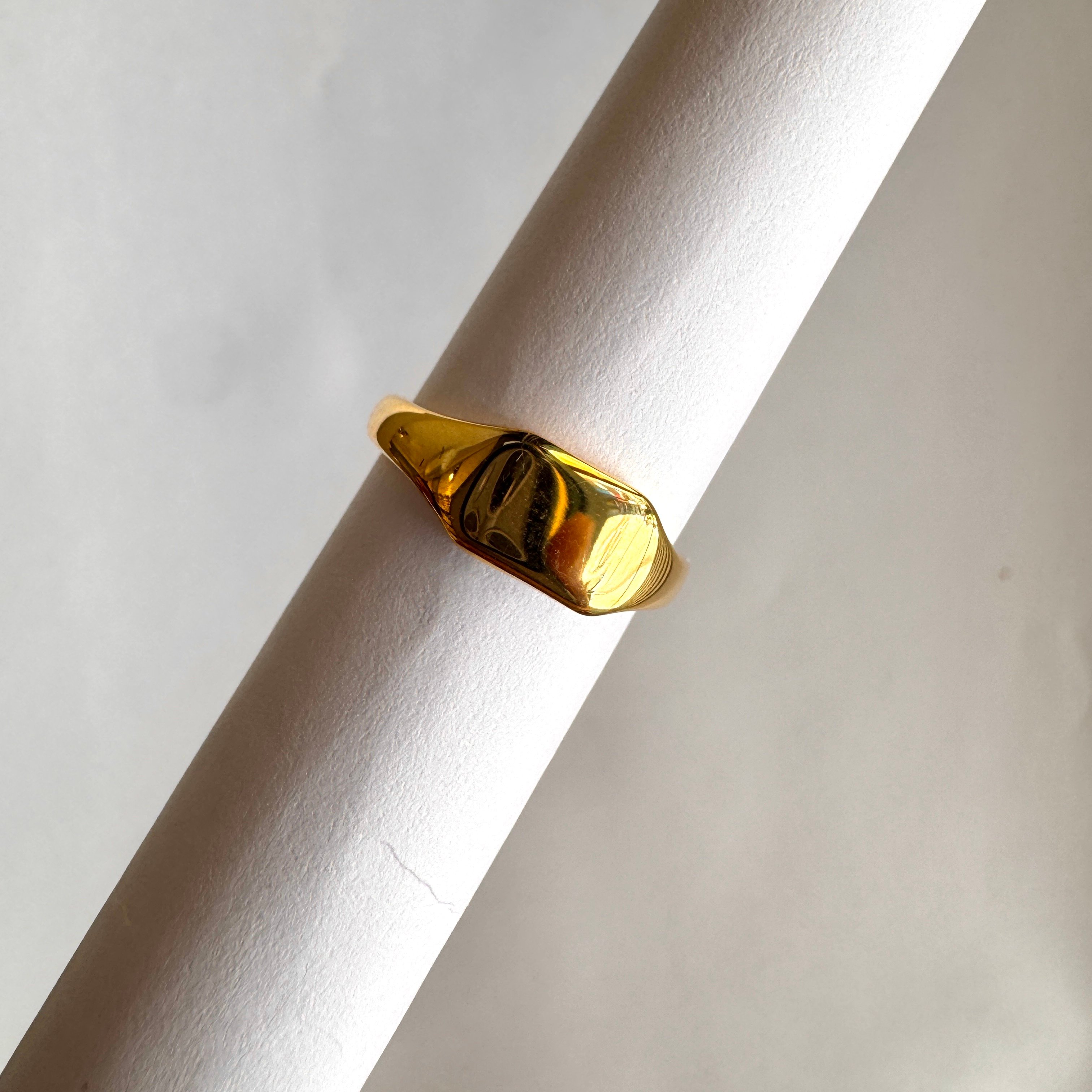 Mini Basic Köşeli Şövalye Yüzük Gold