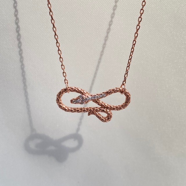 Sarmal Yılan Kolye Rose Gold 40+5 cm