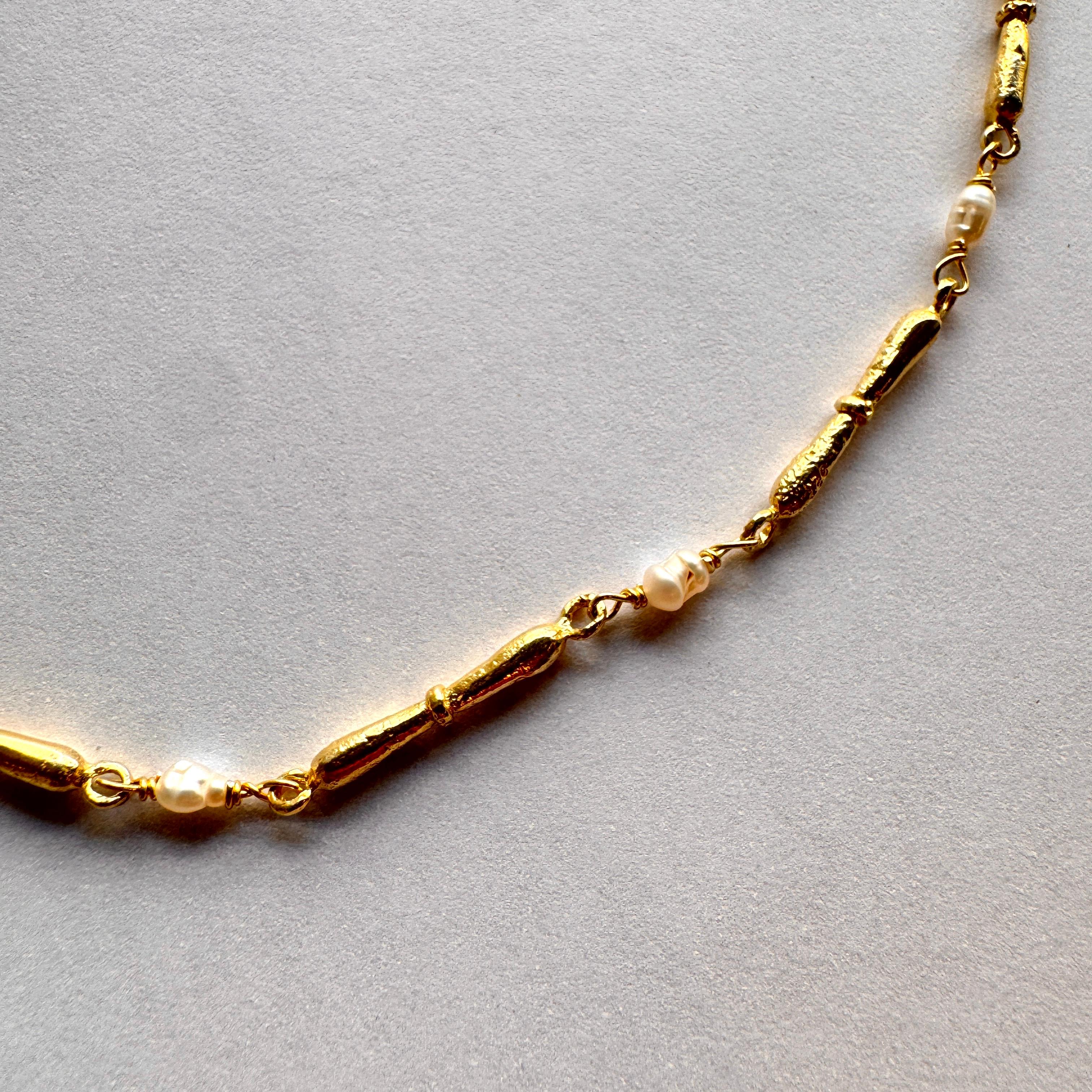 Aura Baton İnci Kolye Gold
