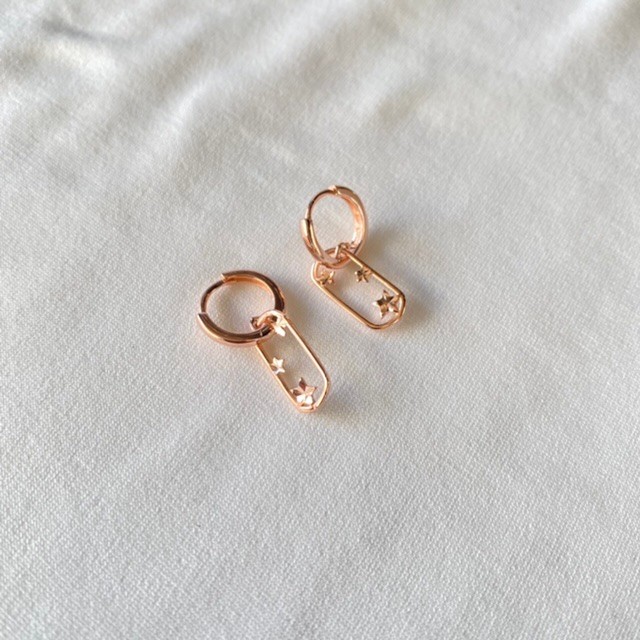 Yıldızlı Mini Halka Küpe Rose Gold