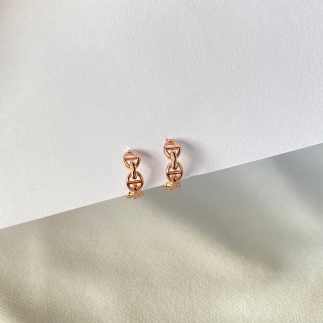 Mini Zincir Halka Küpe Rose Gold