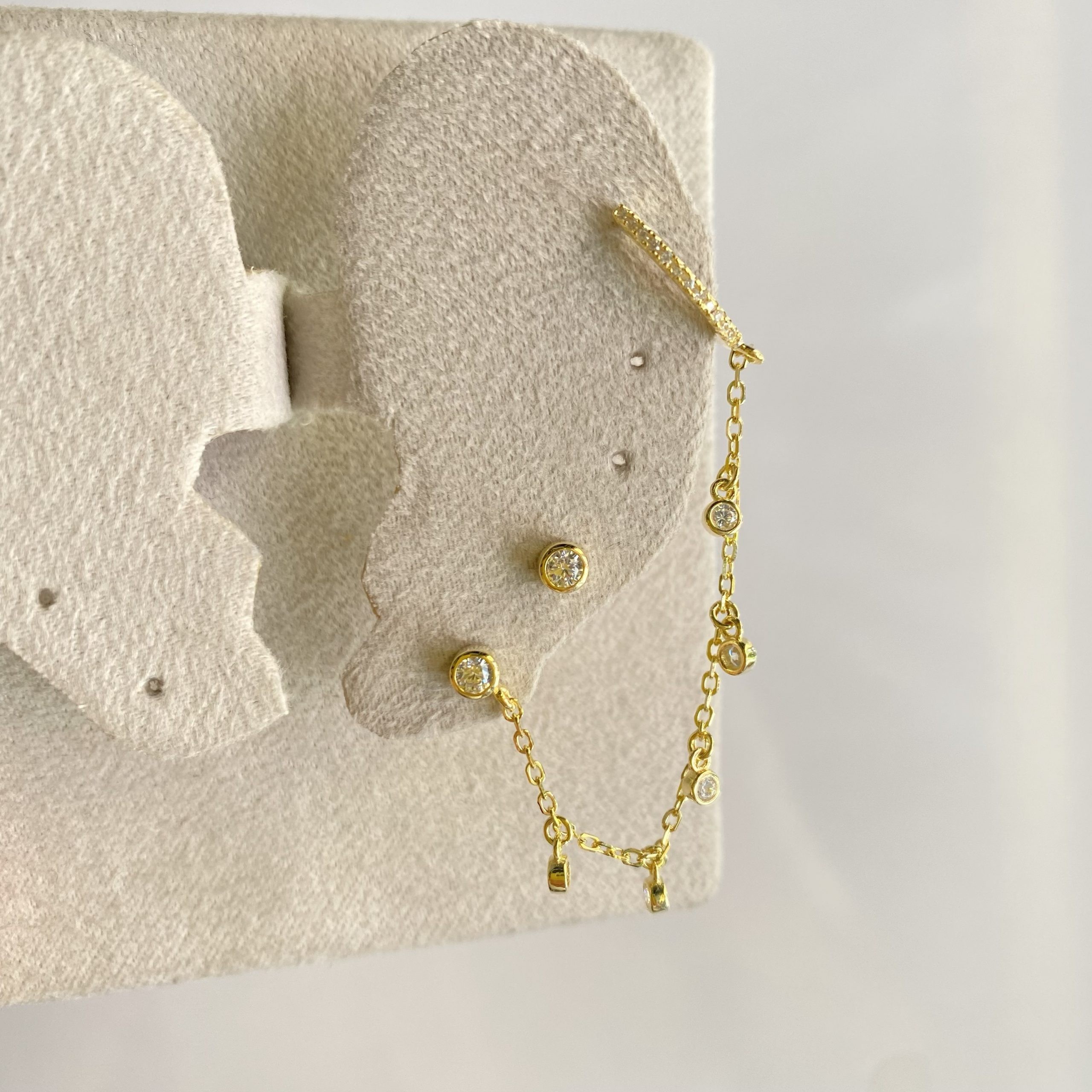 Sallantılı Kombin Küpesi Earcuff Gold