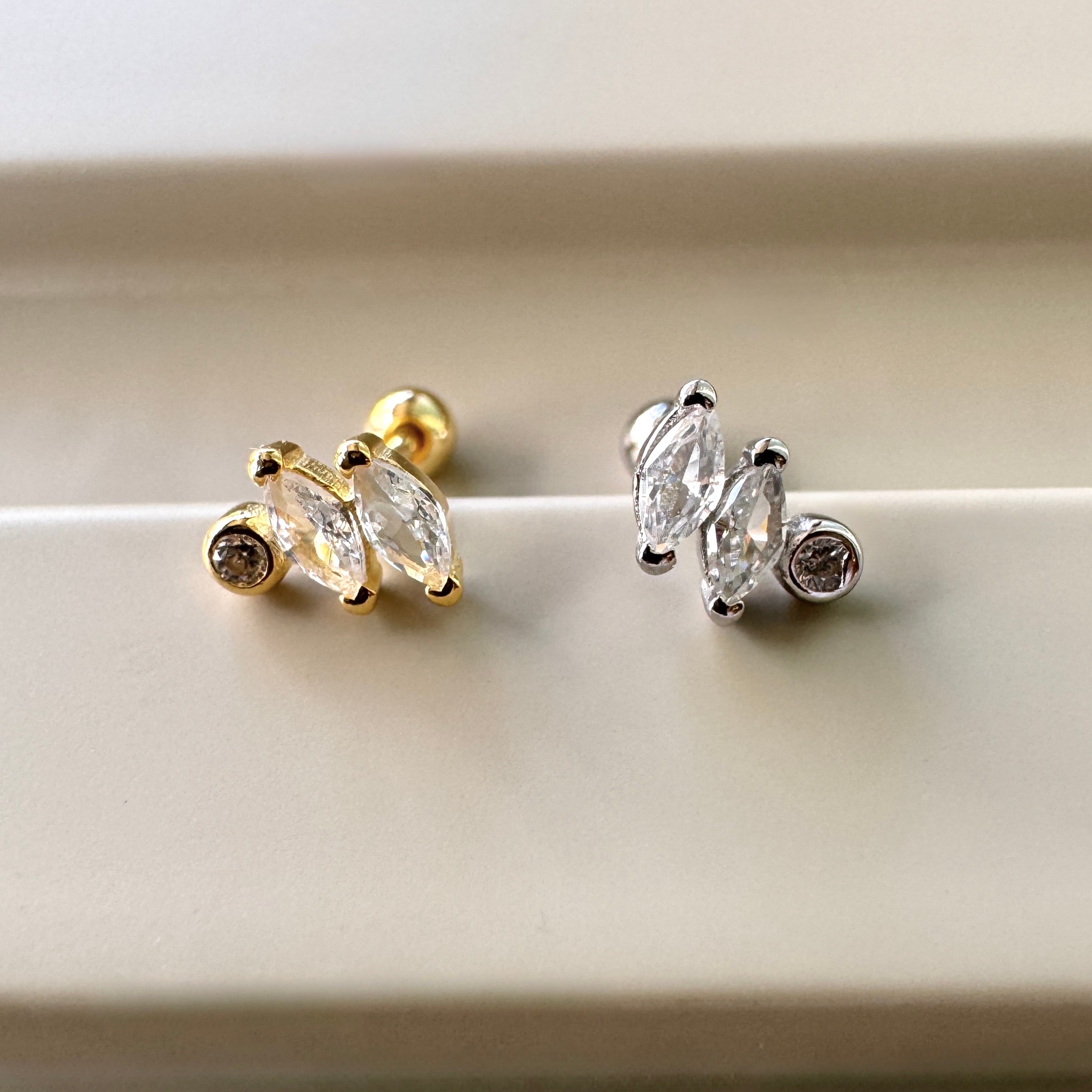 Çift Markiz Tohum Taş Piercing 