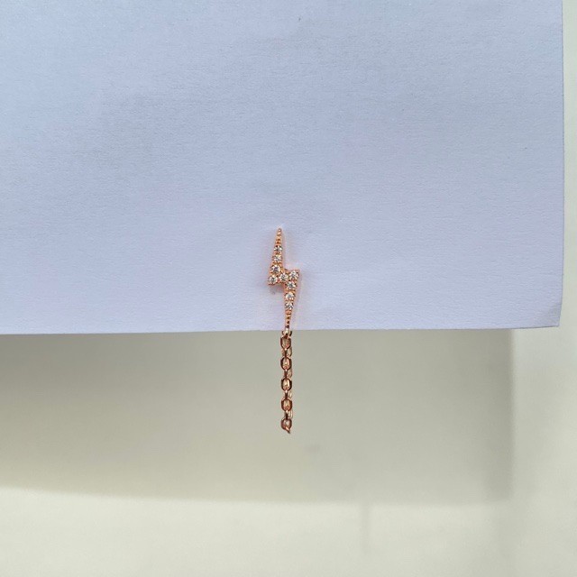 Zincirli Şimşek Stud Küpe Rose Gold-Tek