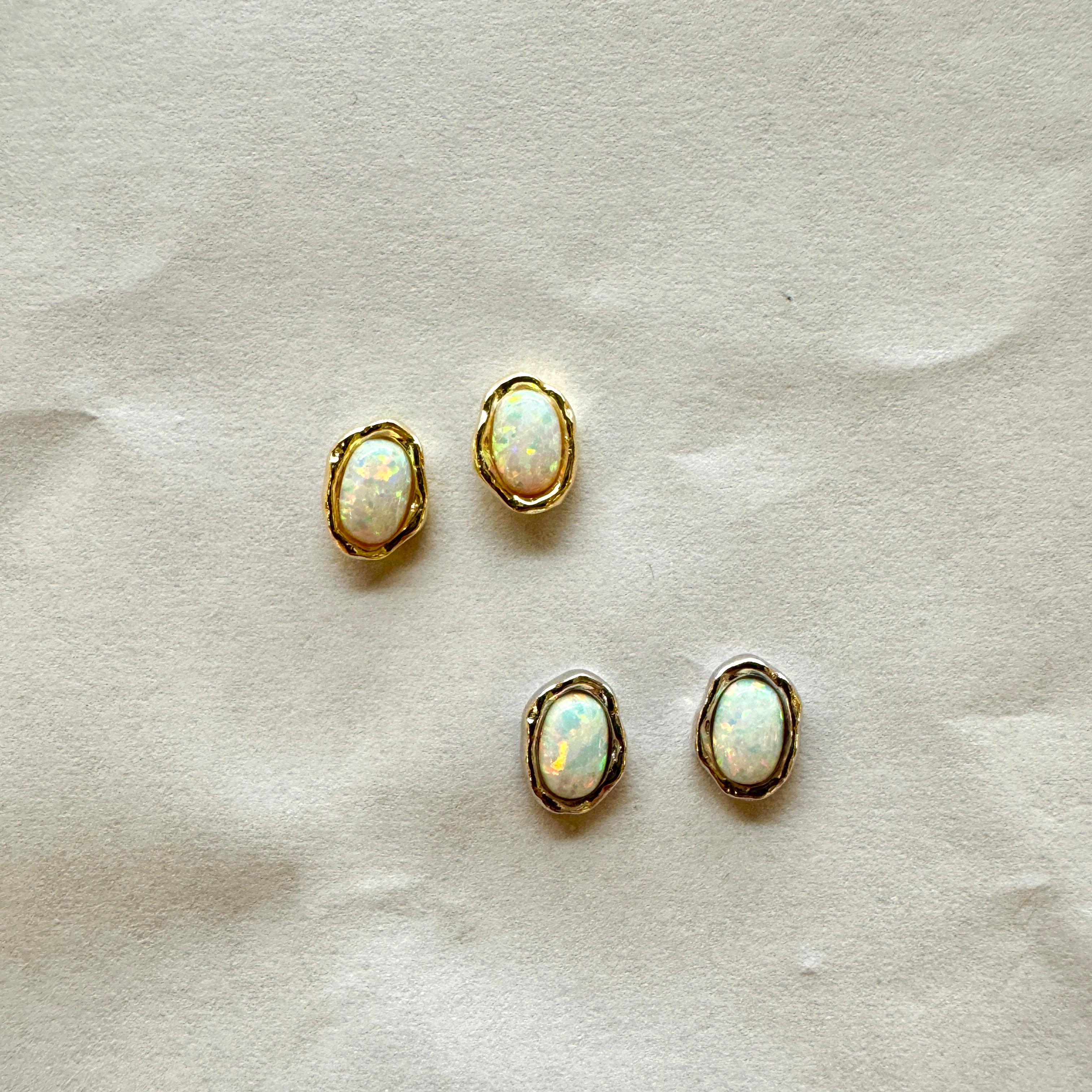 Opal tasarım oval Stud küpe 