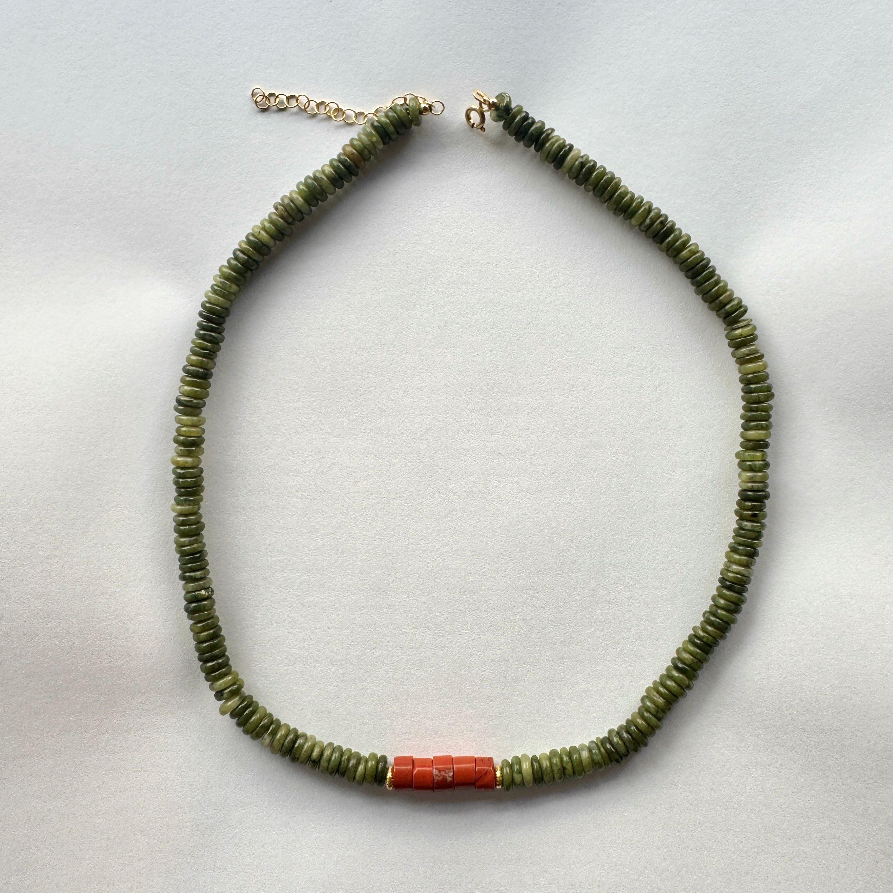 Chrysolite Disc Natural Stone Necklace