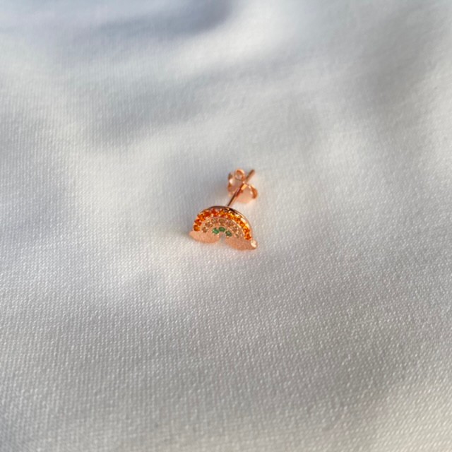 Rainbow Stud Küpe Rose Gold-Tek