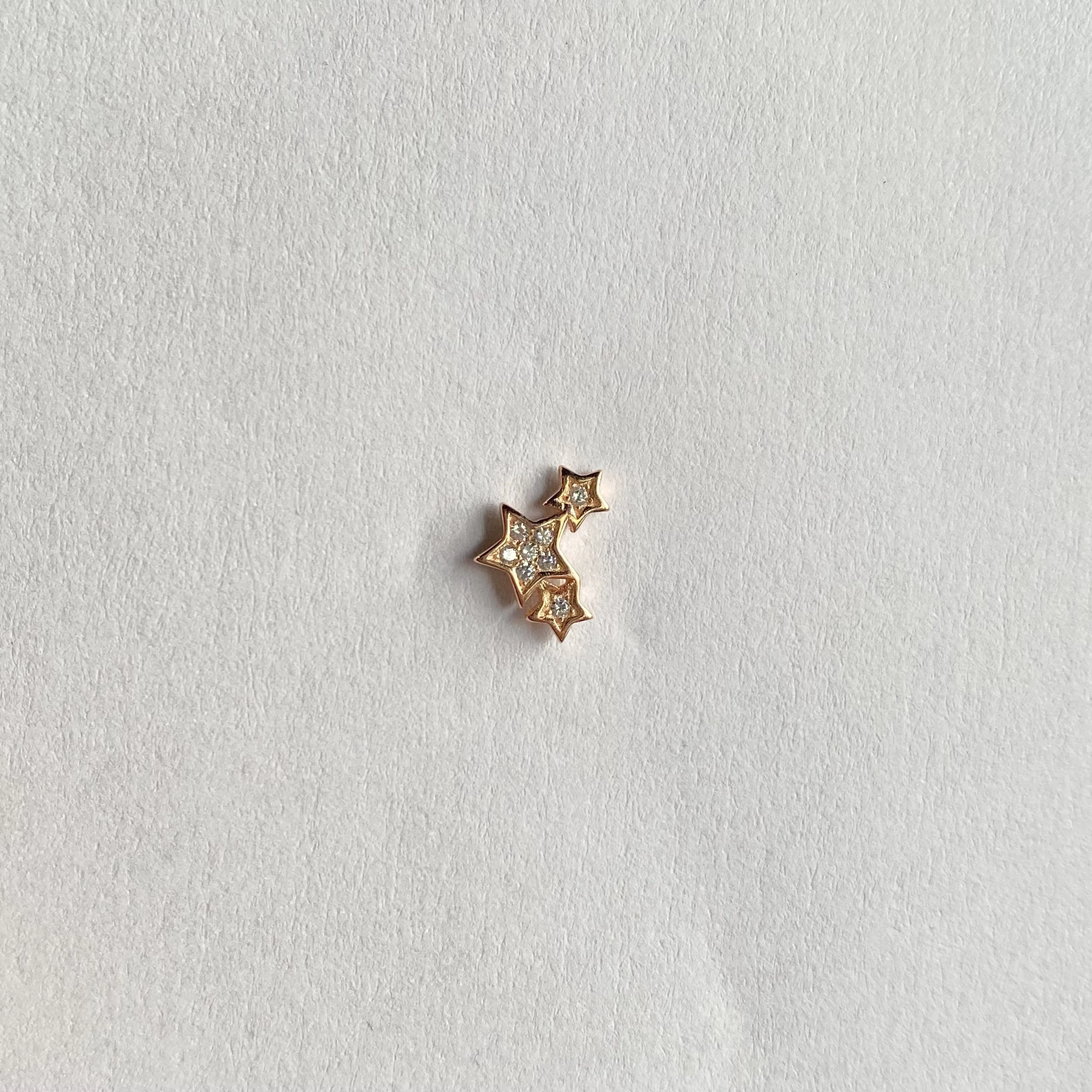 Taşlı Üç Yıldız Stud Küpe-Tek