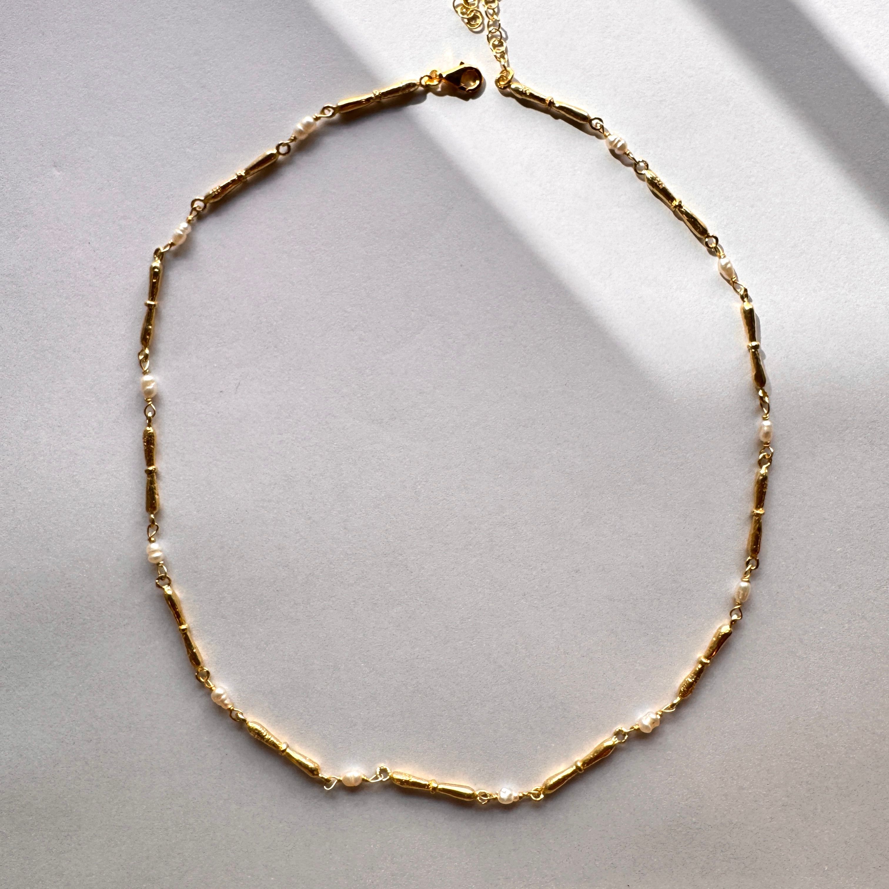 Aura Baton İnci Kolye Gold