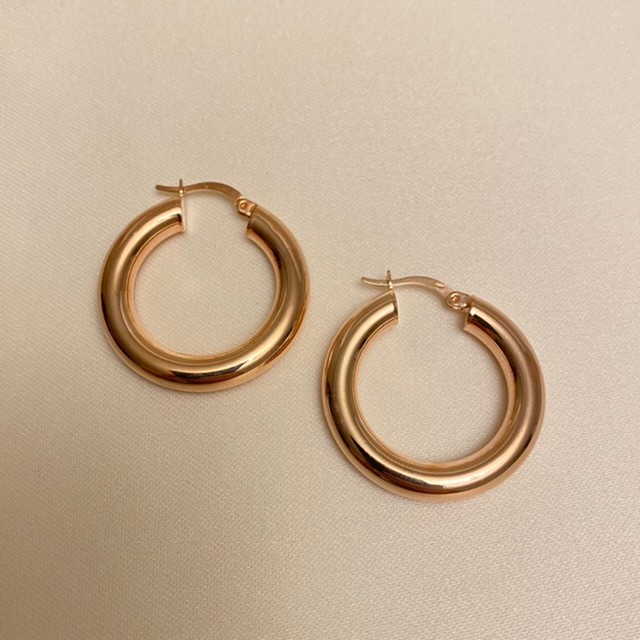 Kalın Halka Küpe 3 cm Rose Gold