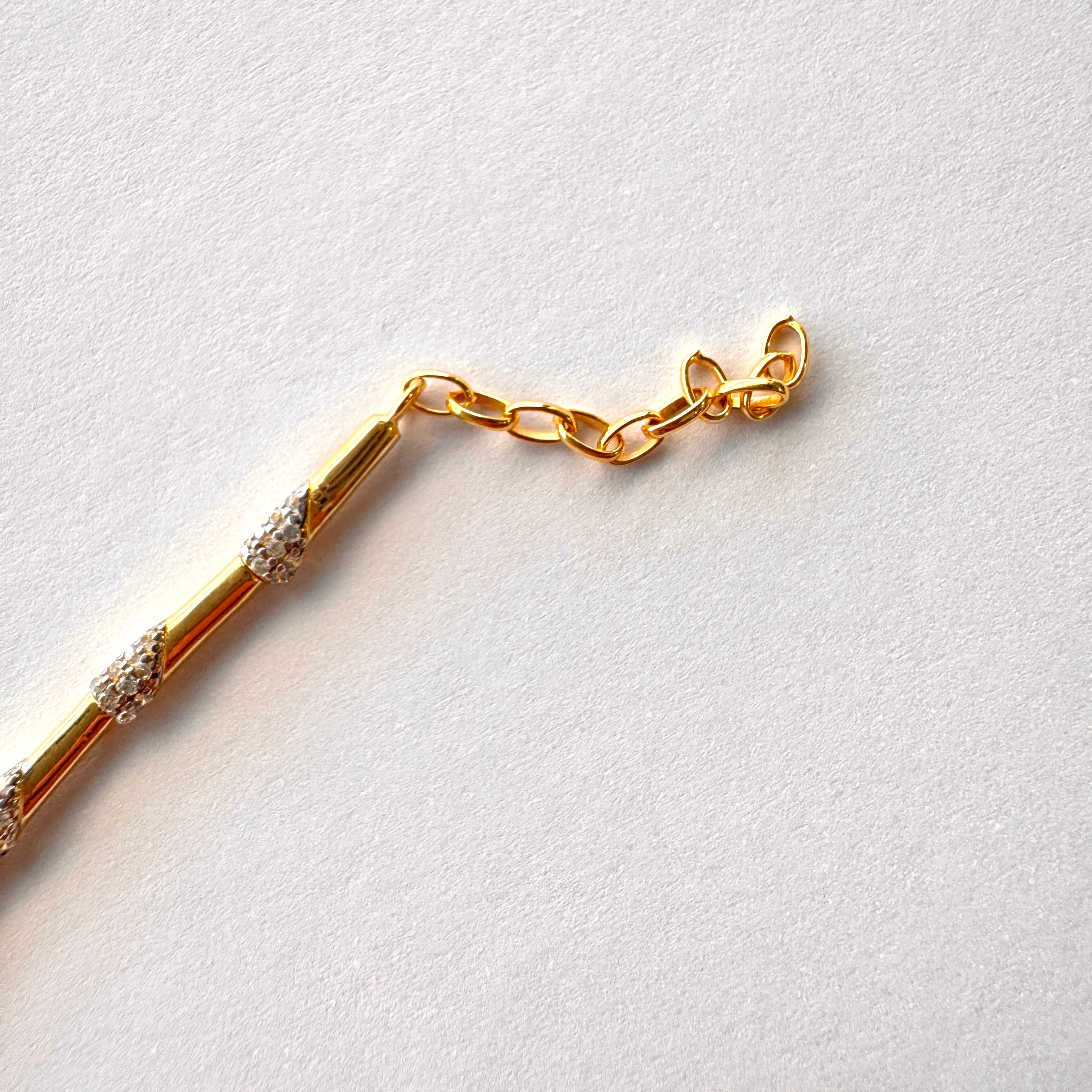 Tasarım Taşlı Baton Bileklik Gold