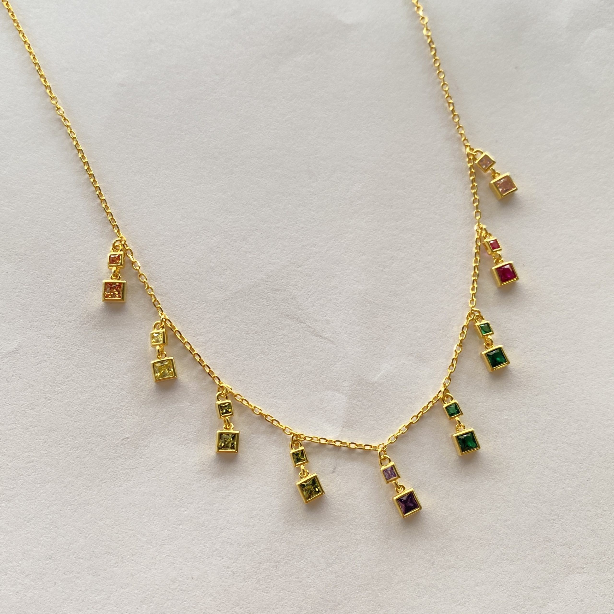  Multicolor Stone Choker Necklace Gold