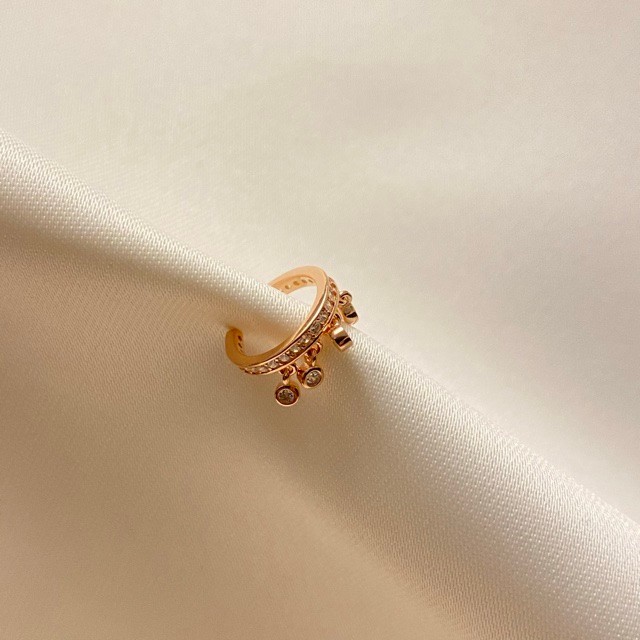 Sallantılı Taşlı Earcuff Rose Gold-Tek