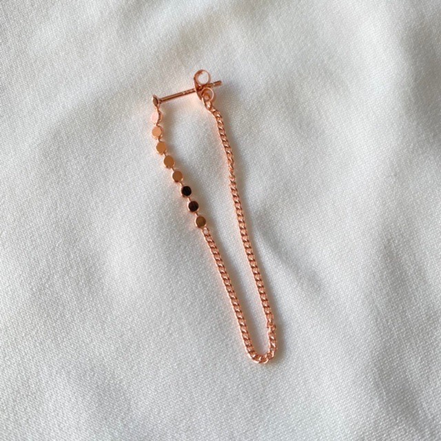 İtalyan Zincirli Stud Küpe Rose Gold-Tek