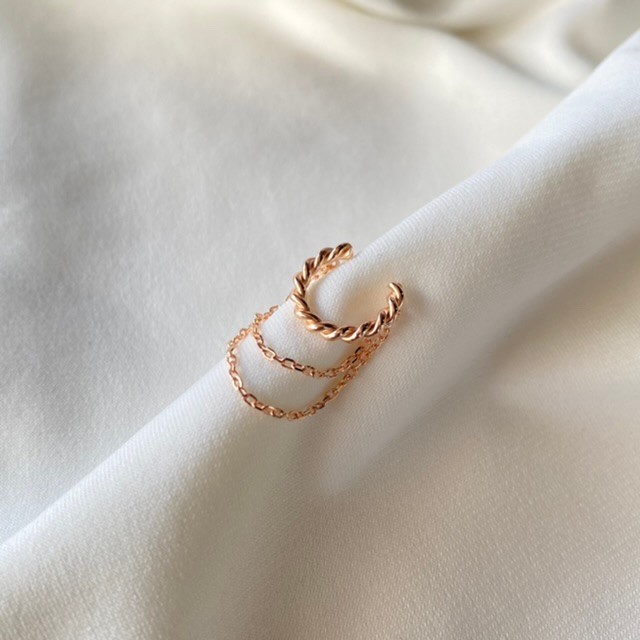 Zincirli Burgu Earcuff Rose Gold