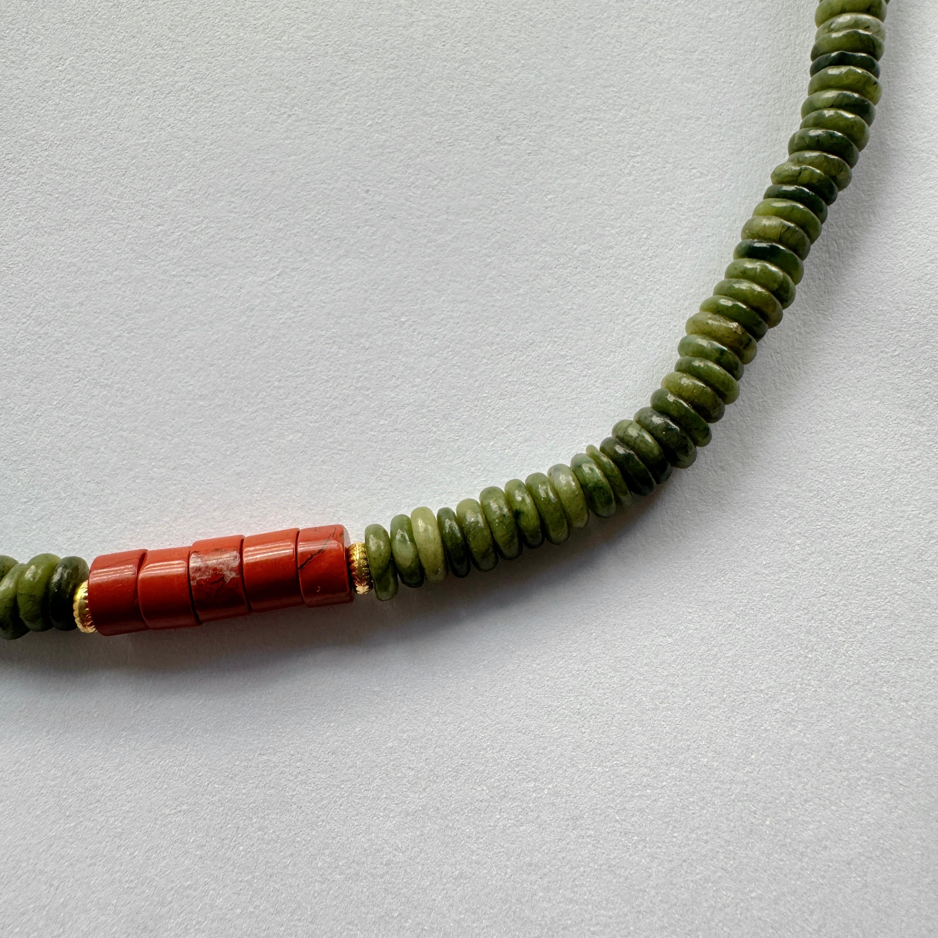 Chrysolite Disc Natural Stone Necklace