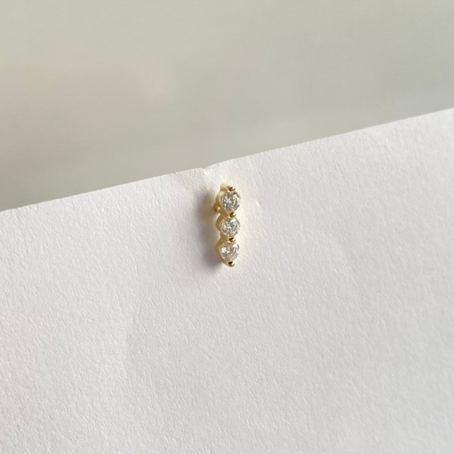 Üç Taş Baton Stud Küpe - Tek