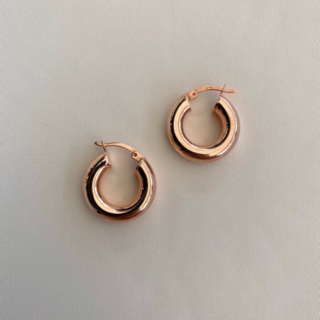 Thick Hoop Earrings Rose Gold 1.8 cm