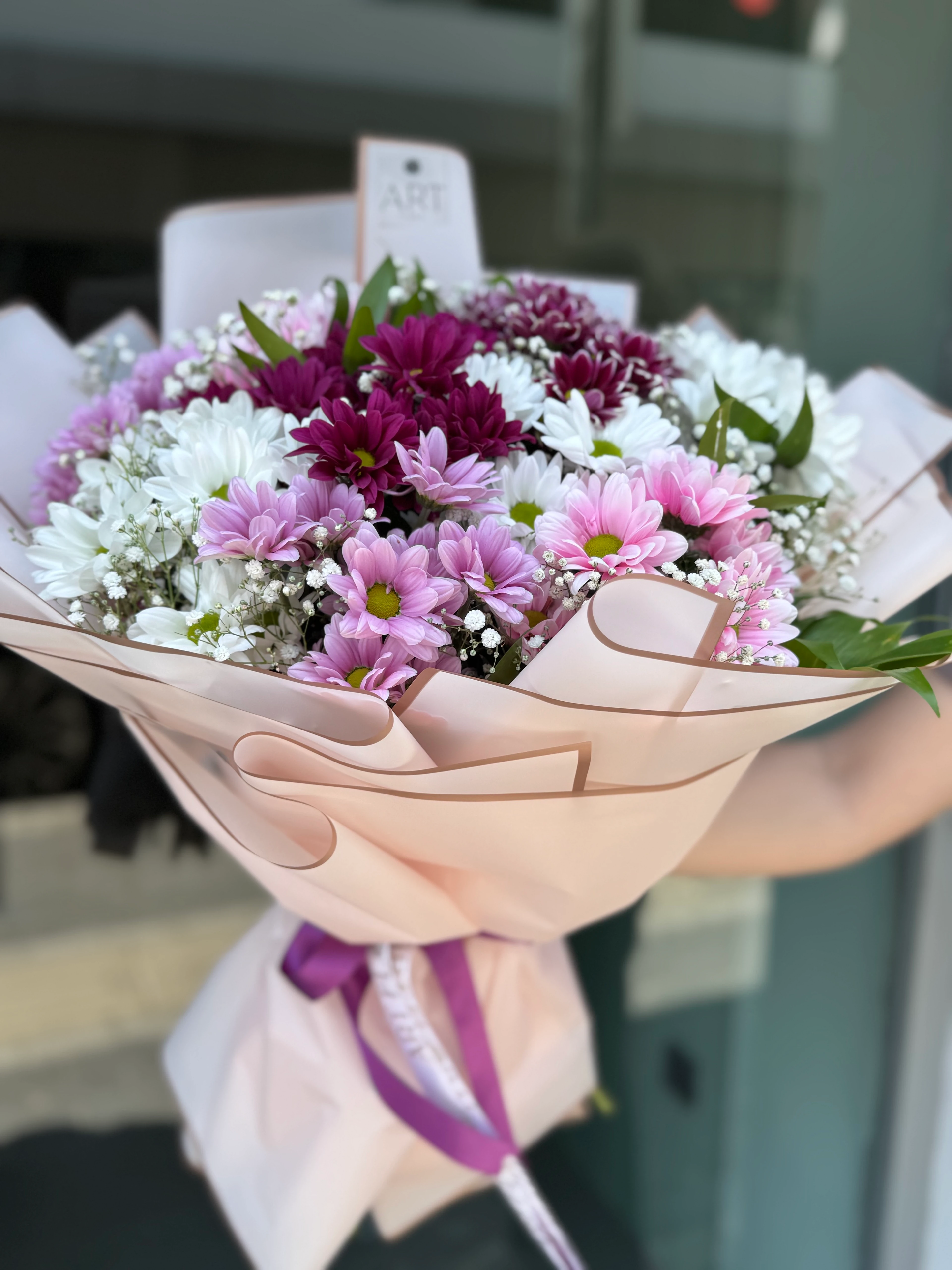 Pembe Beyaz Büyük Kasımpatı- Papatya Buketi 