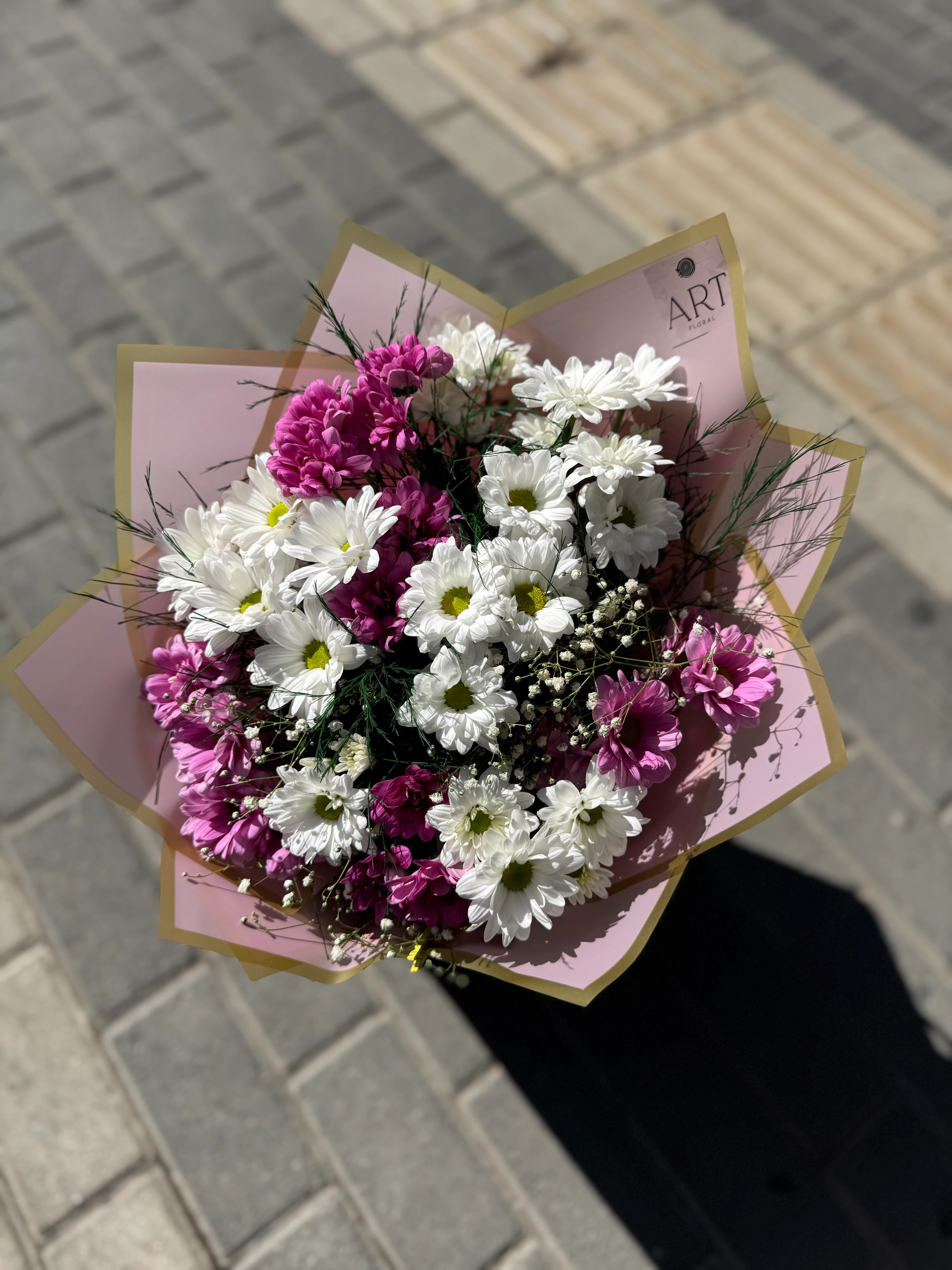 Lila Beyaz Kasımpatı Buketi 