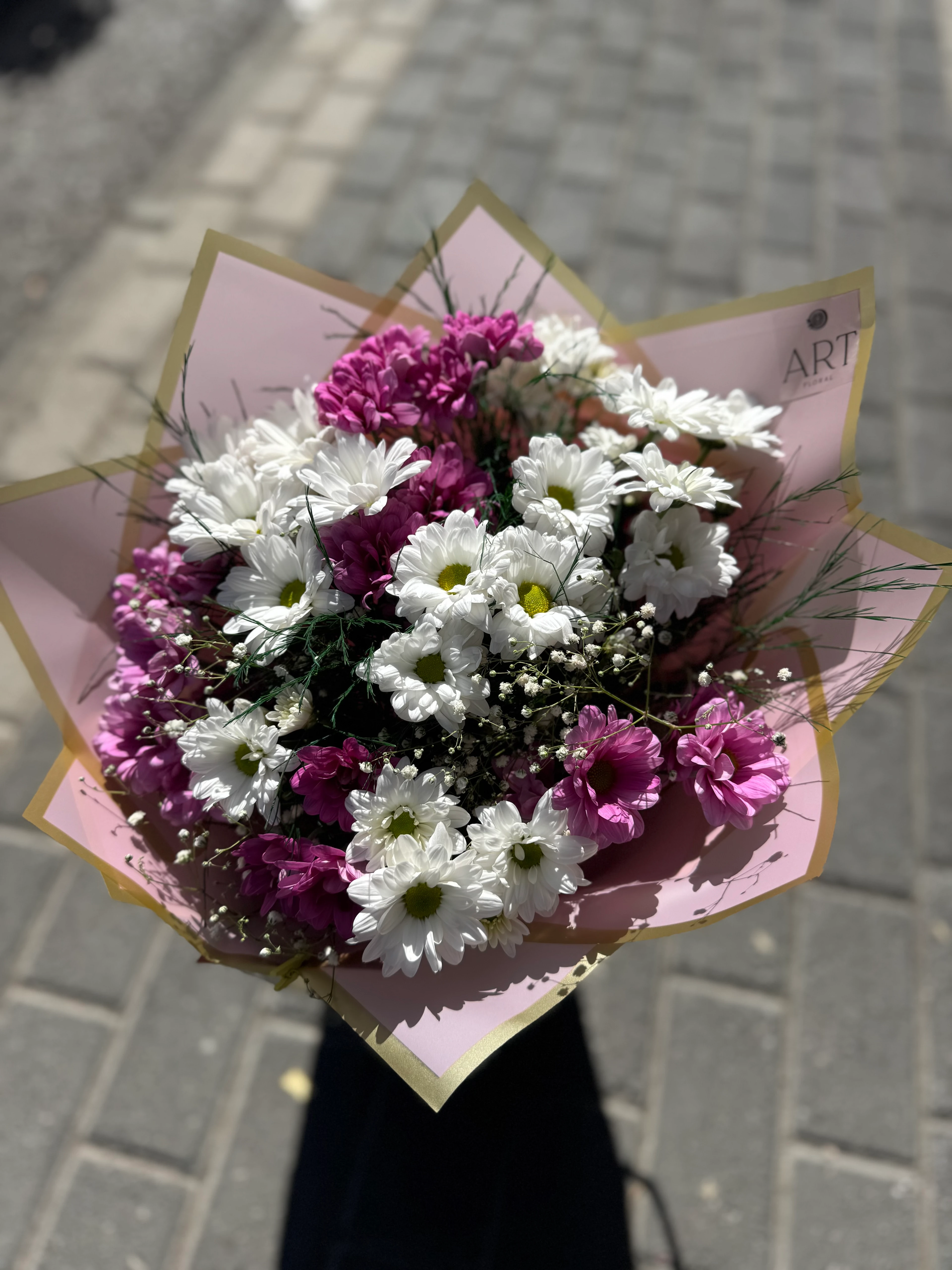 Lila Beyaz Kasımpatı Buketi 