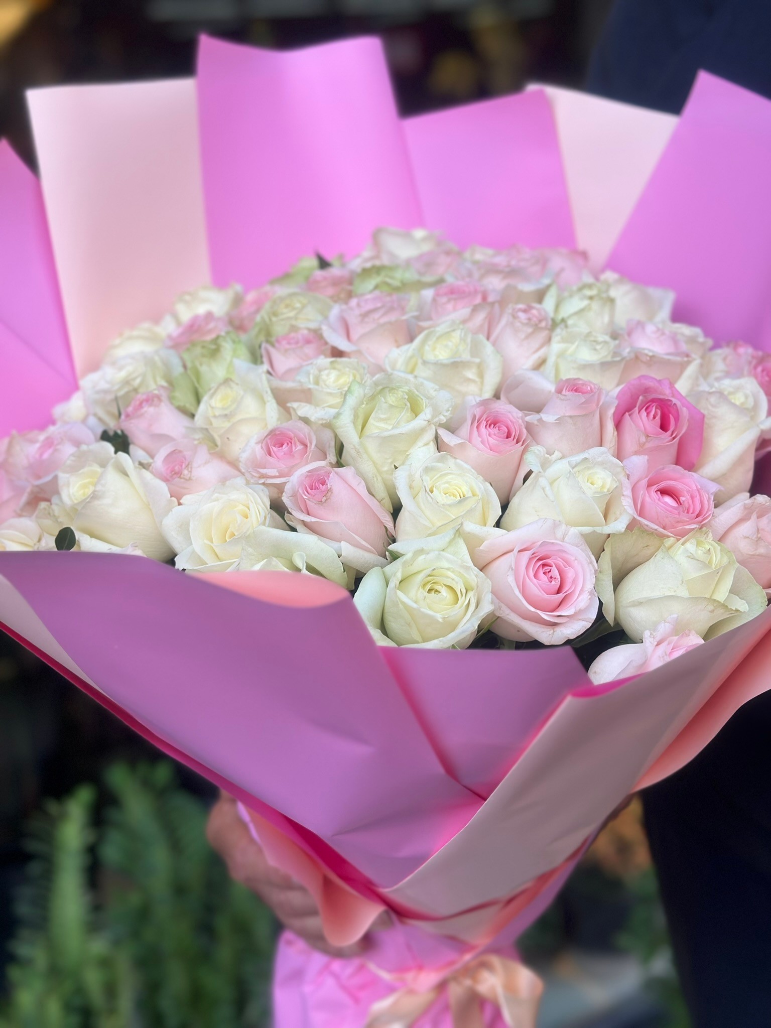 Leylina Beyaz Pembe Gül Buketi