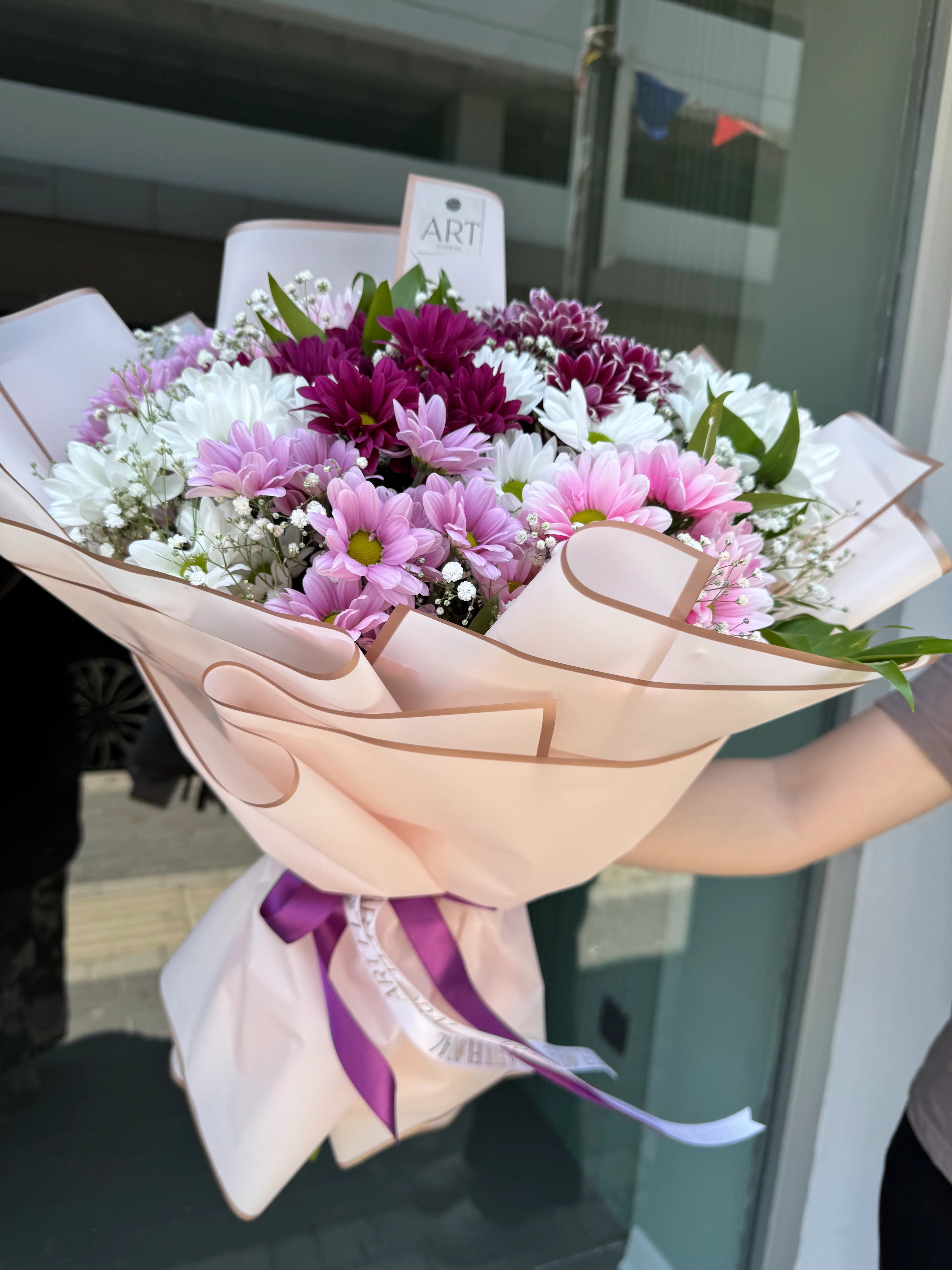 Pembe Beyaz Büyük Kasımpatı- Papatya Buketi 