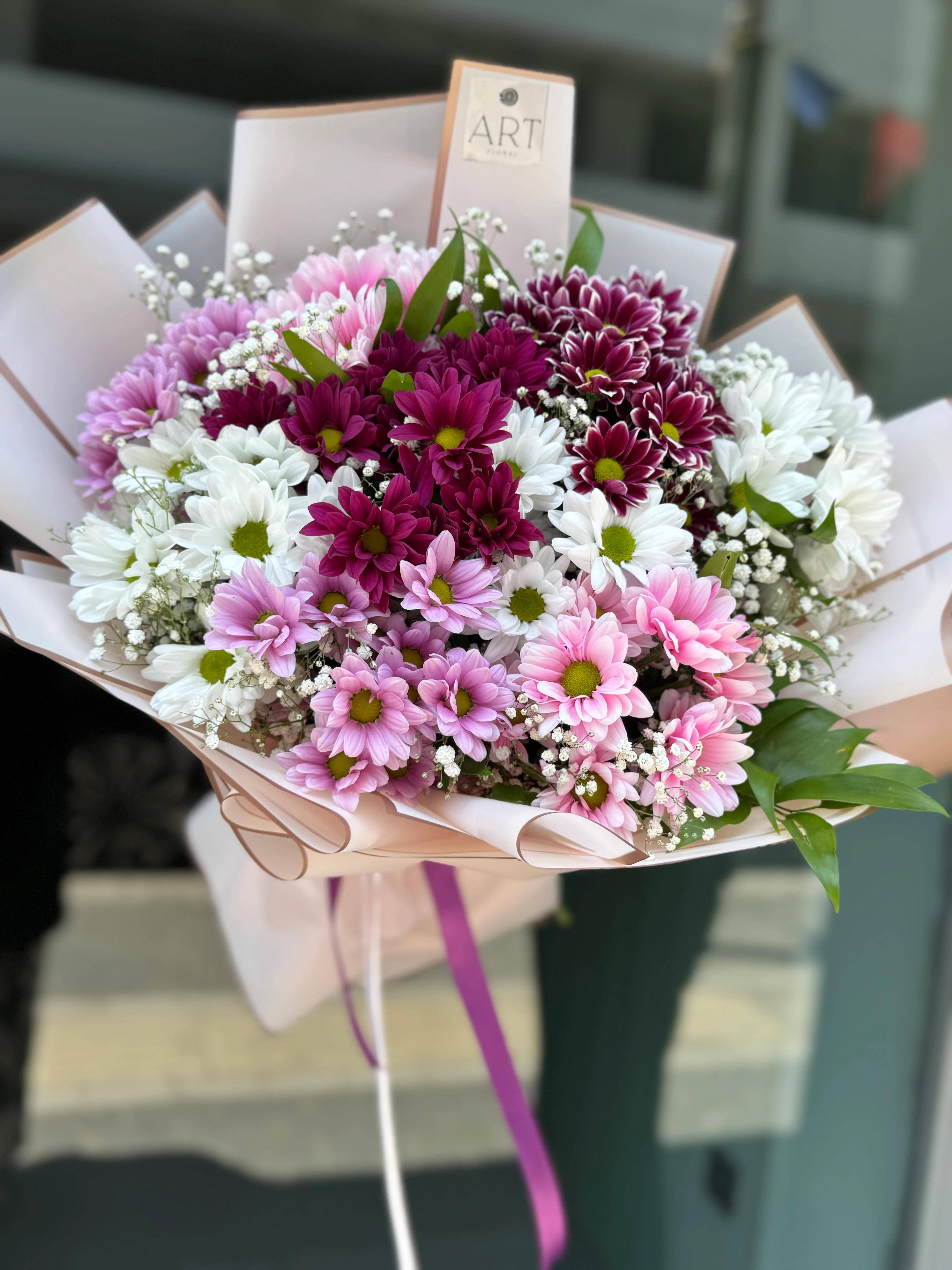 Pembe Beyaz Büyük Kasımpatı- Papatya Buketi 