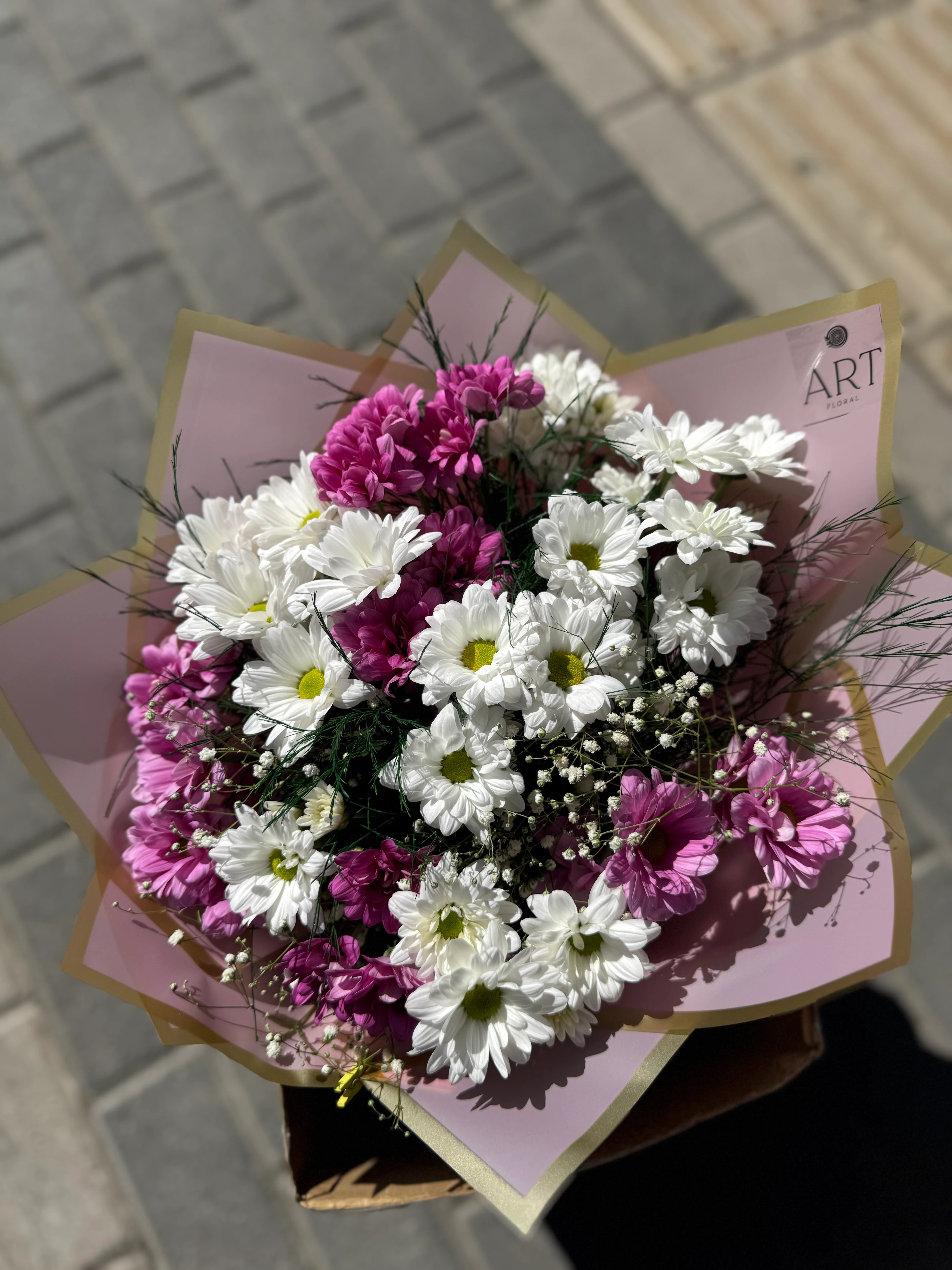 Lila Beyaz Kasımpatı Buketi 