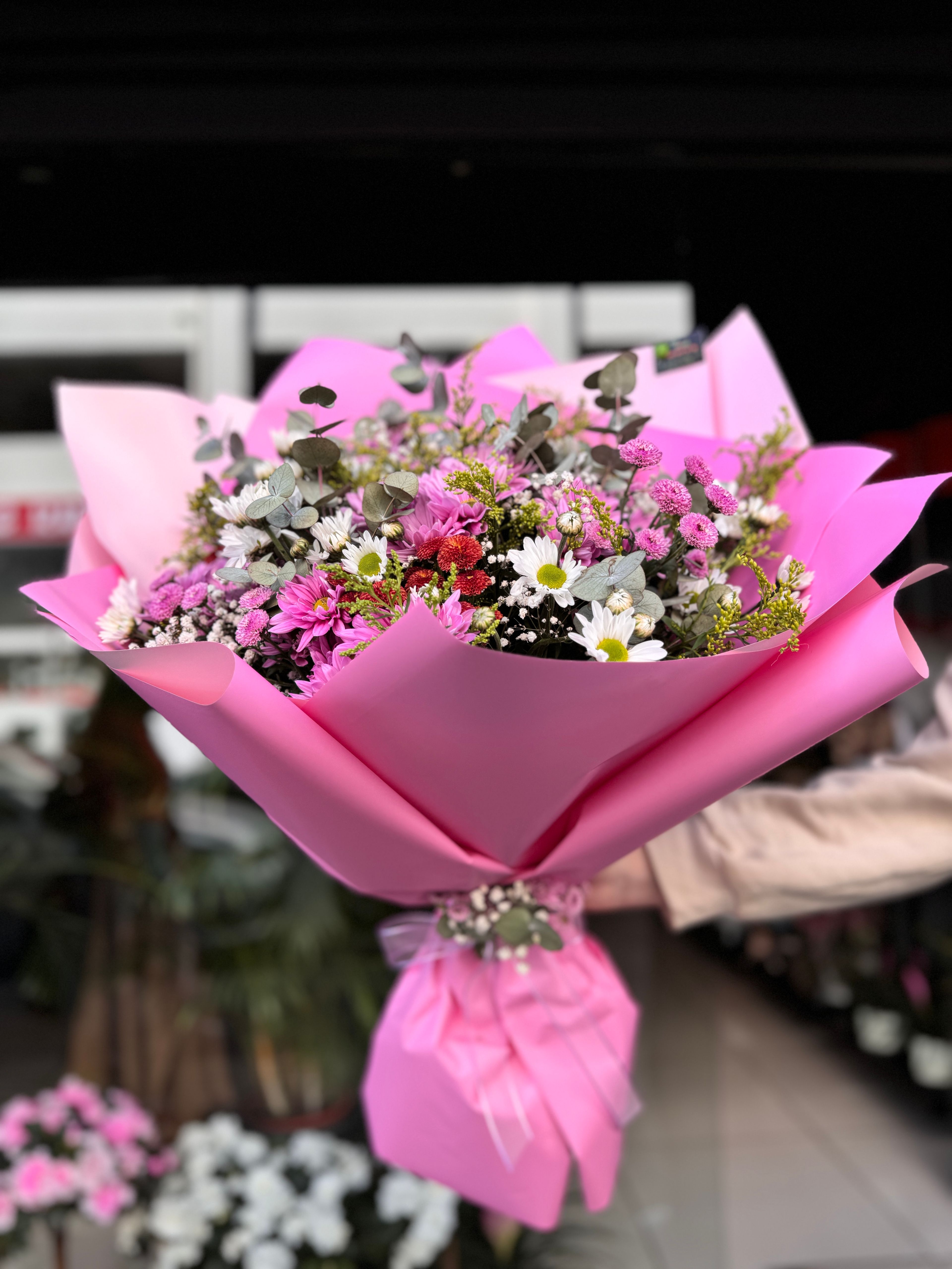 Liya Mix Pembe Papatya Krizantem Buketi