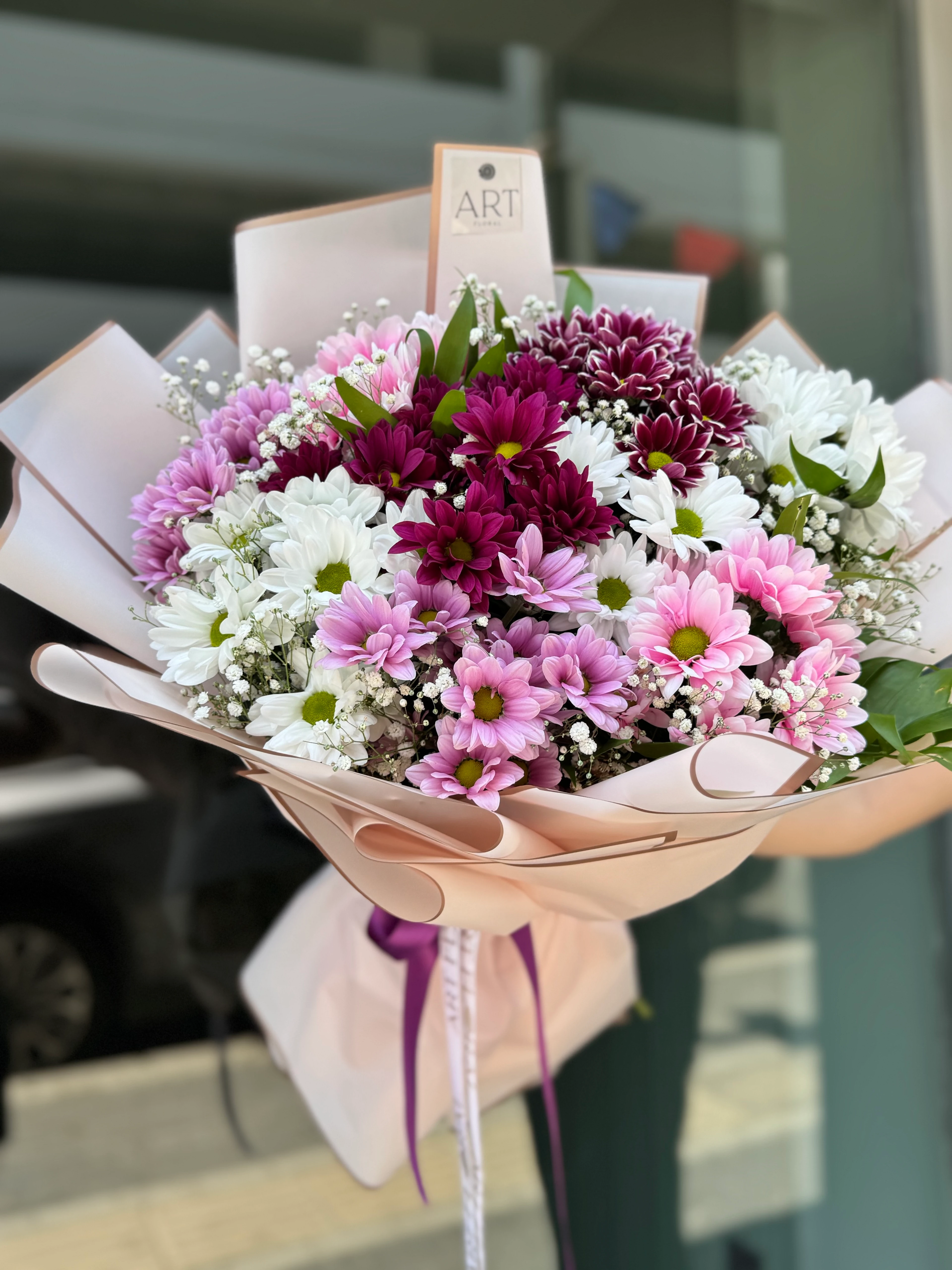 Pembe Beyaz Büyük Kasımpatı- Papatya Buketi 