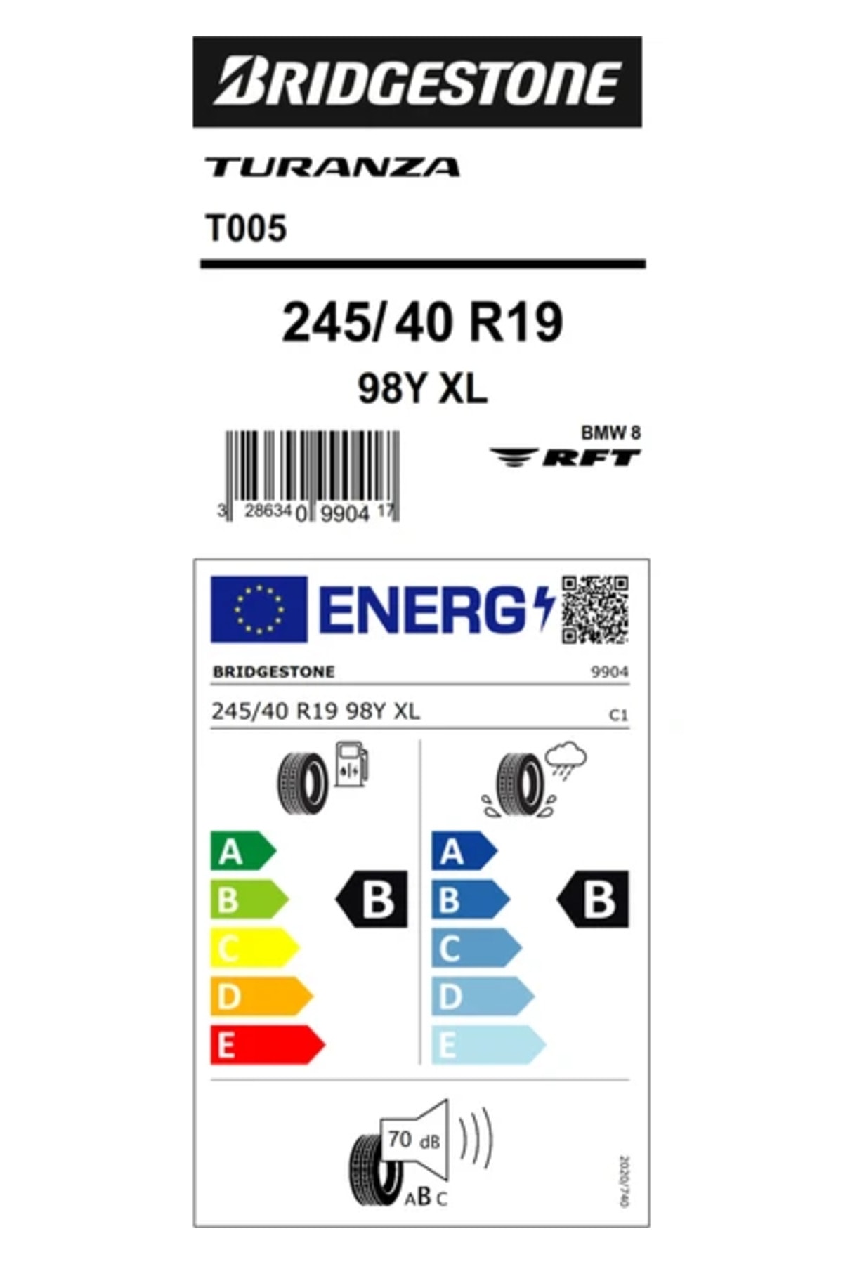 245/40R19 98Y XL * Turanza T005 RFT