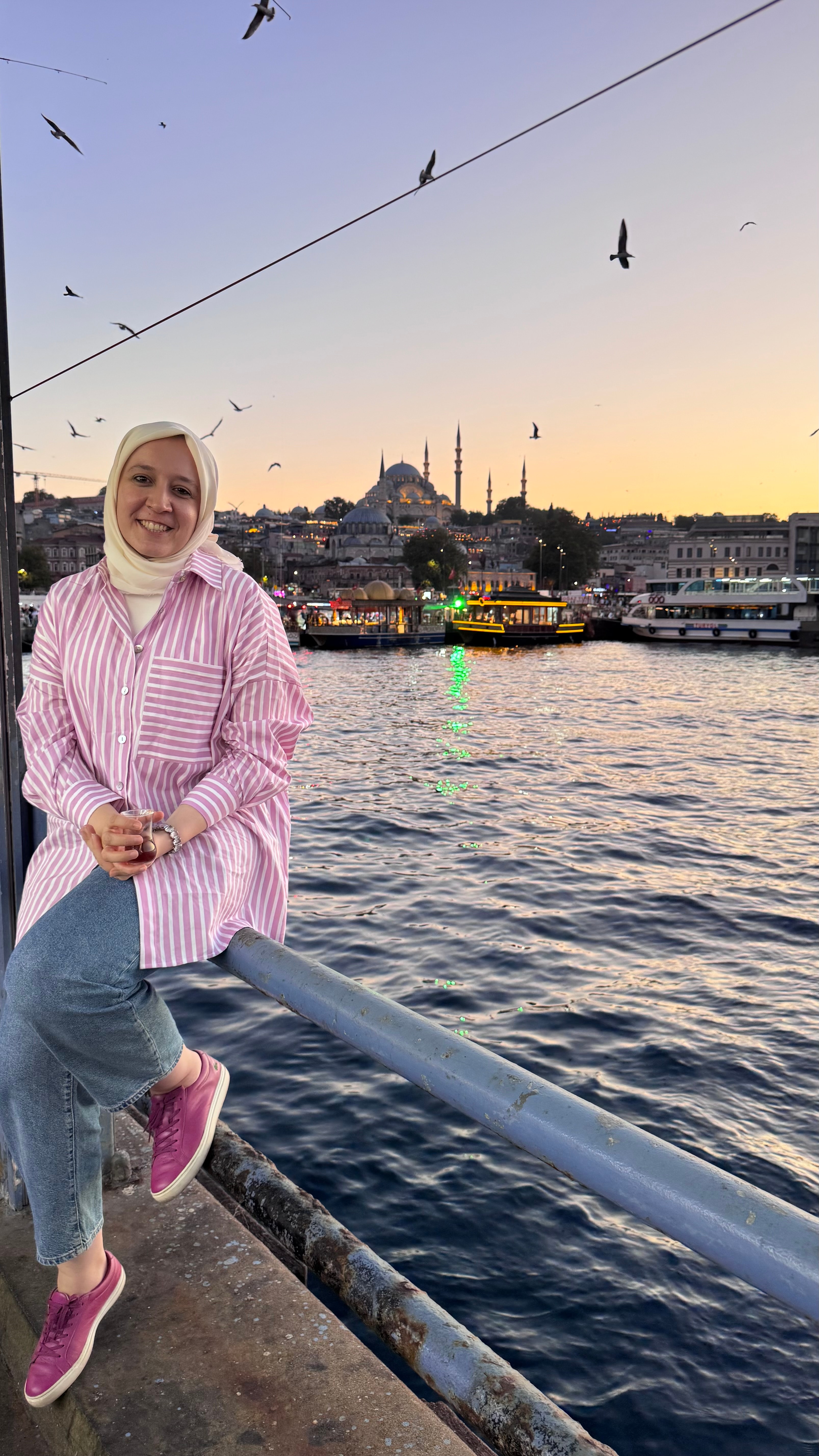 Pembe Çizgili Oversize Gömlek 80 cm 