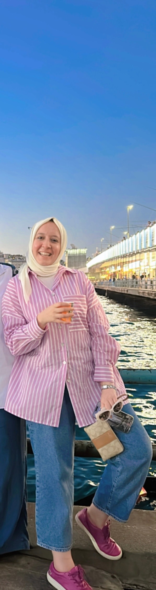 Pembe Çizgili Oversize Gömlek 80 cm 