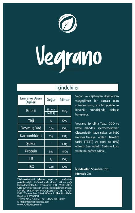 Vegrano Spirulina Toz 100 g x 5