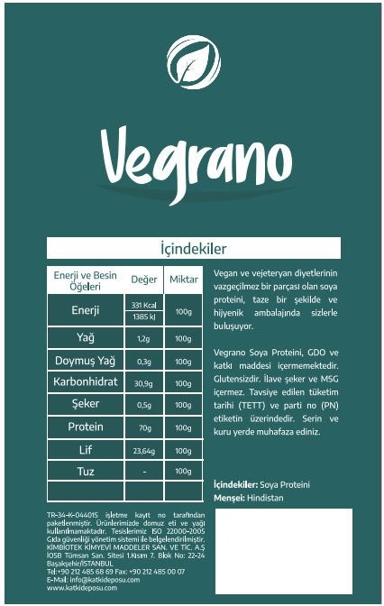 Vegrano Soya Proteini (%70'lik Protein) 5 x 100 g