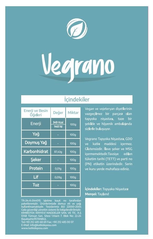 Vegrano Tapyoka Nişastası (Gıda Tipi) 100 g x 3