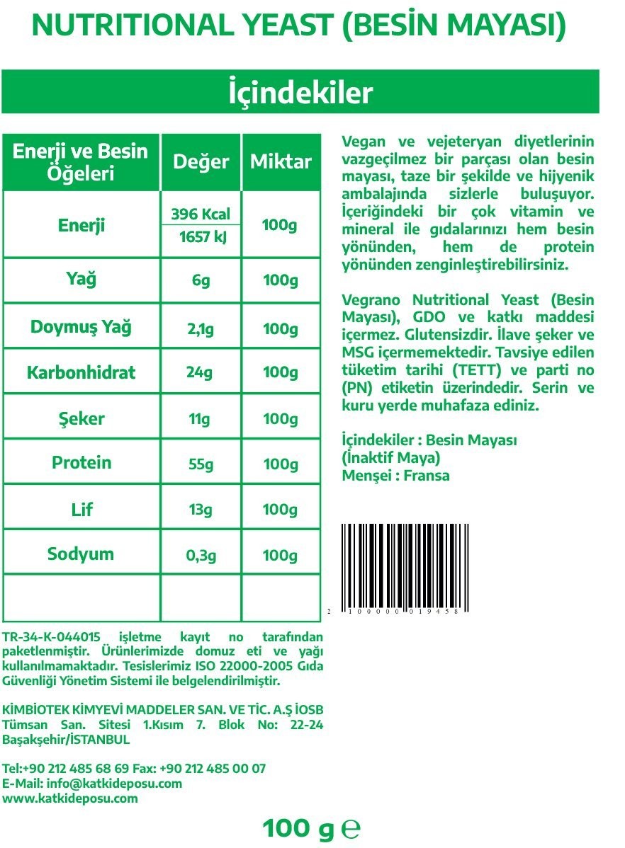 Vegrano Nutritional Yeast (Besin Mayası) 100 g