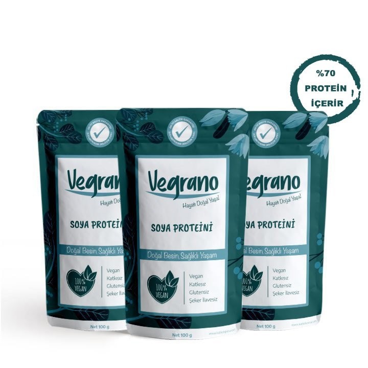 Vegrano Soya Proteini (%70'lik Protein) 3 x 100 g