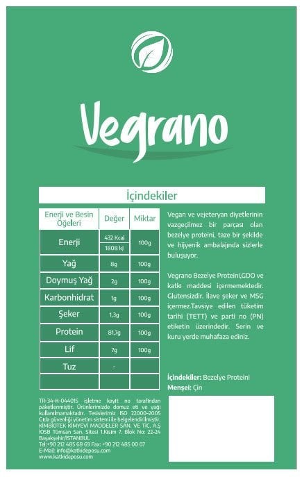 Vegrano Bezelye Proteini 100 g