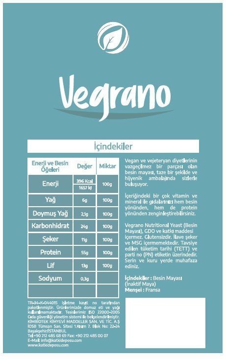 Vegrano Nutritional Yeast (Besin Mayası) 500 g