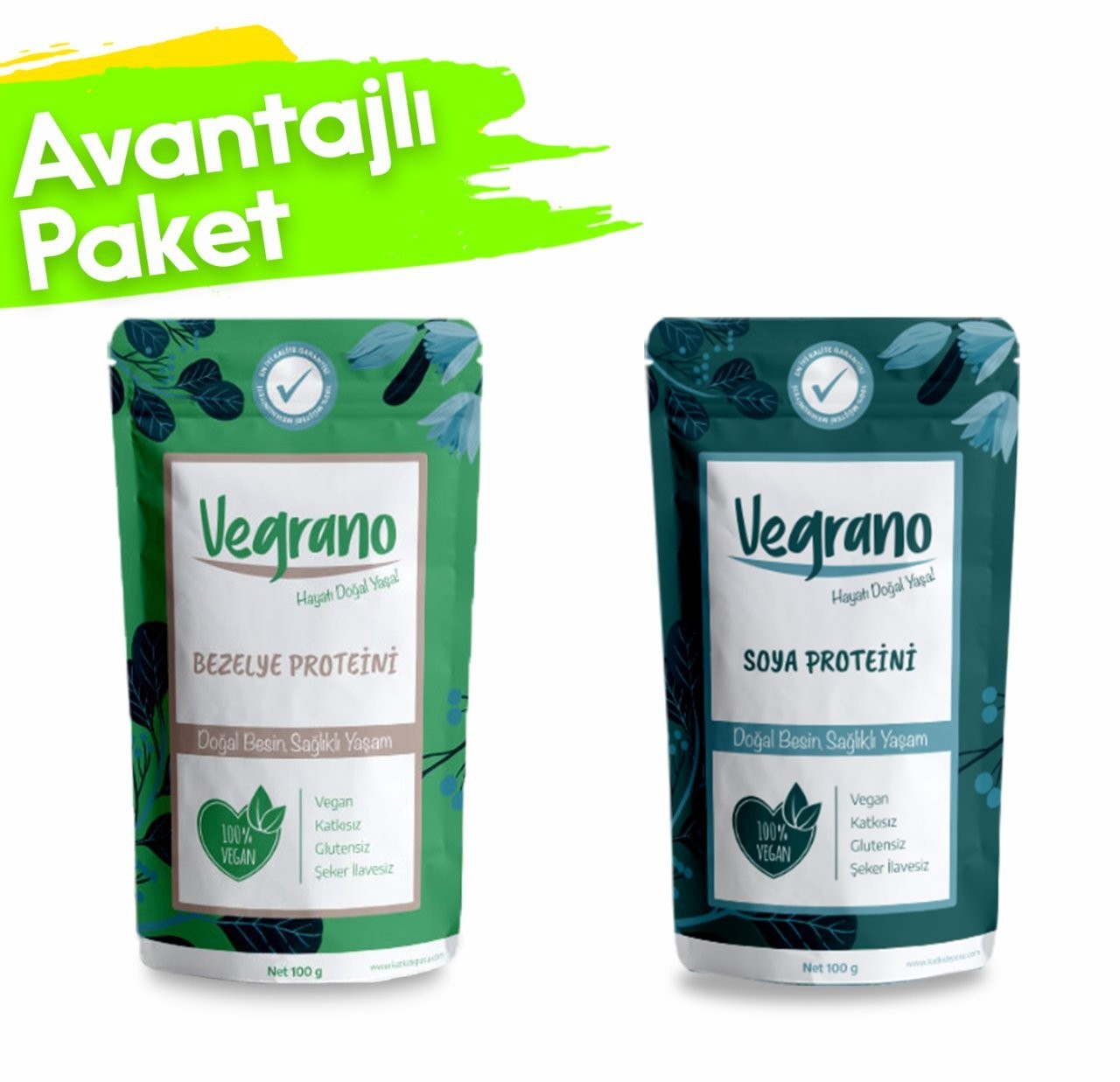 Vegrano Bezelye Proteini 100 g + Vegrano Soya Proteini 100 g