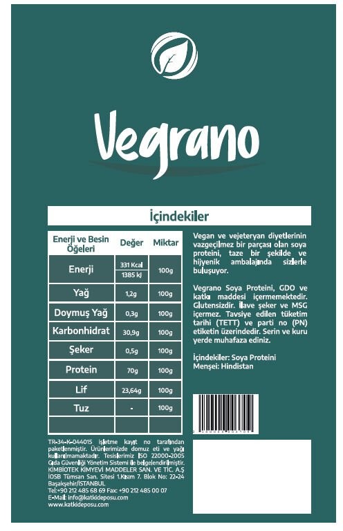 Vegrano Soya Proteini (%70'lik Protein)