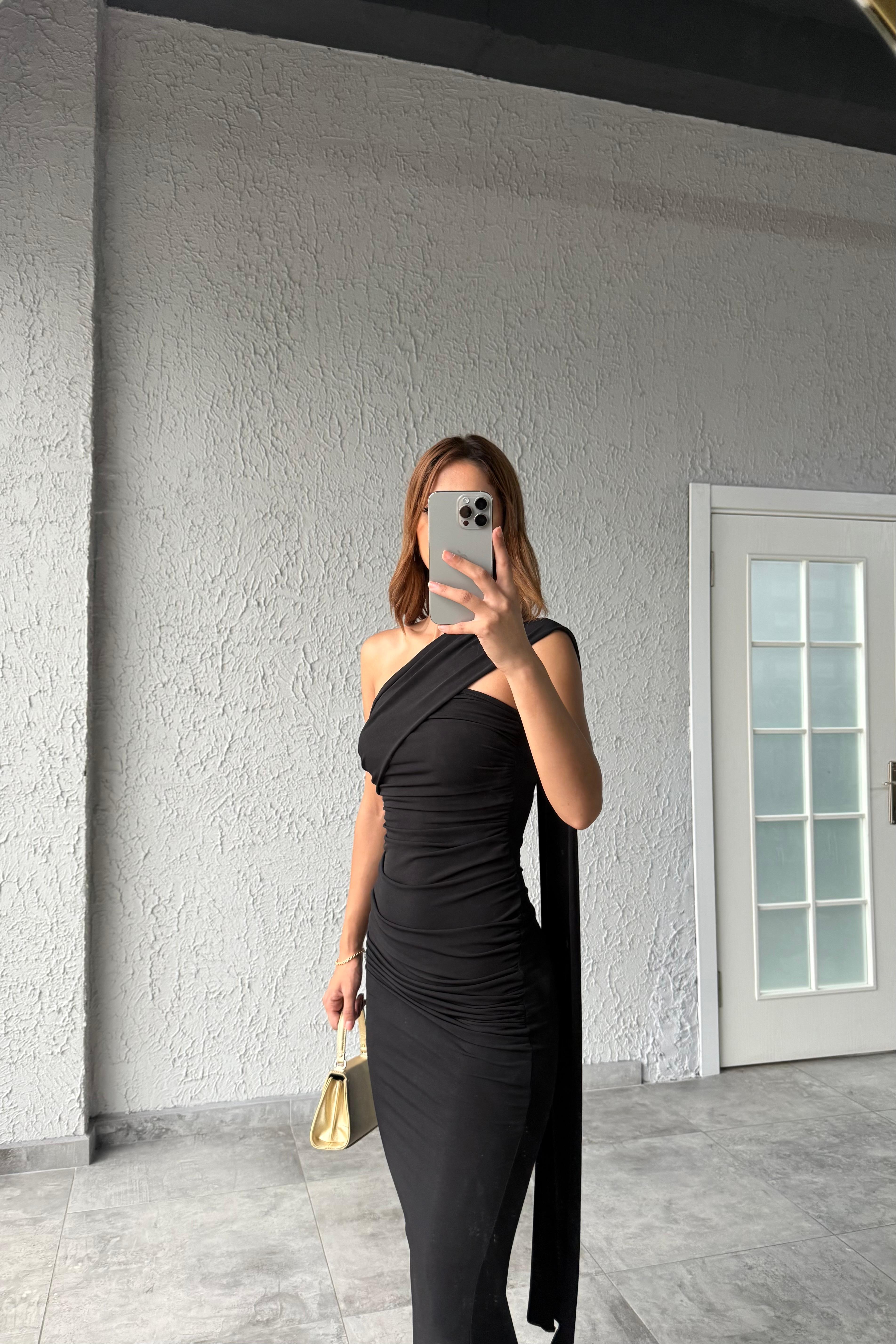 ŞALLI SANDY MİDİ ELBİSE